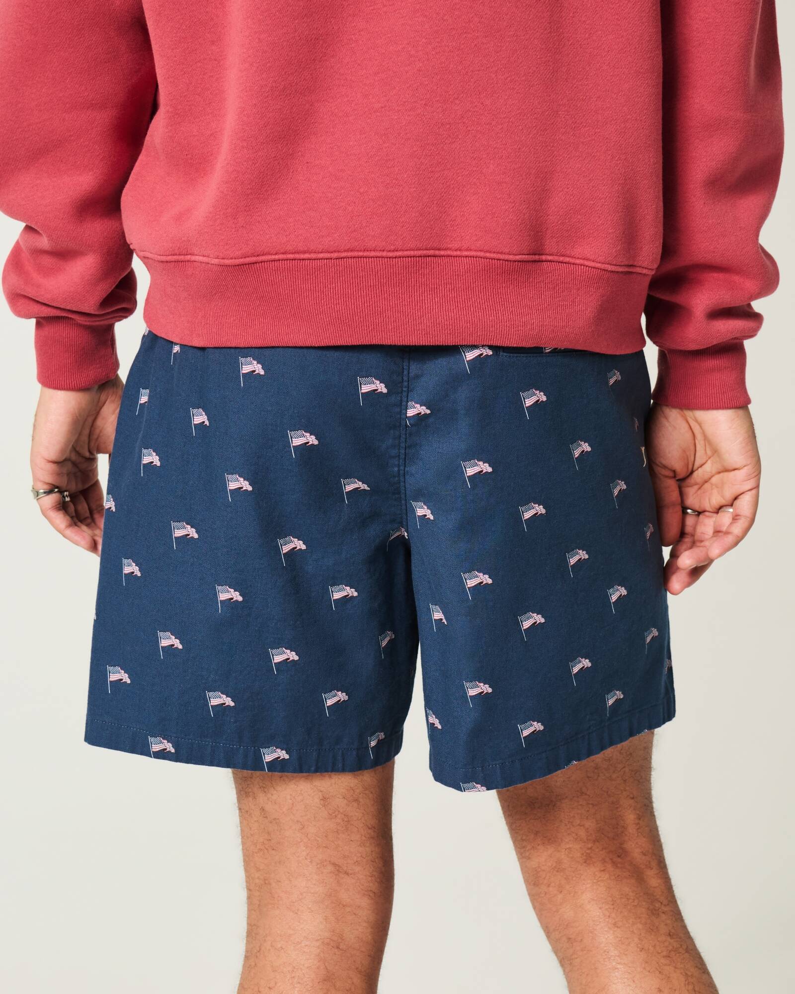 Mid-Thigh Linen-Blend Pull-On Shorts