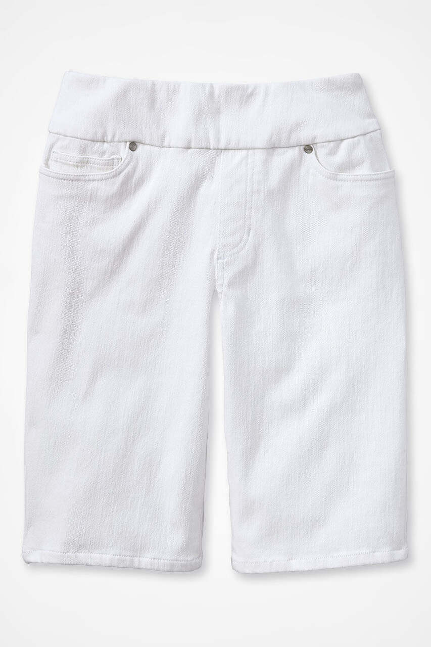 Knit Denim Mid Rise Pull-On Shorts