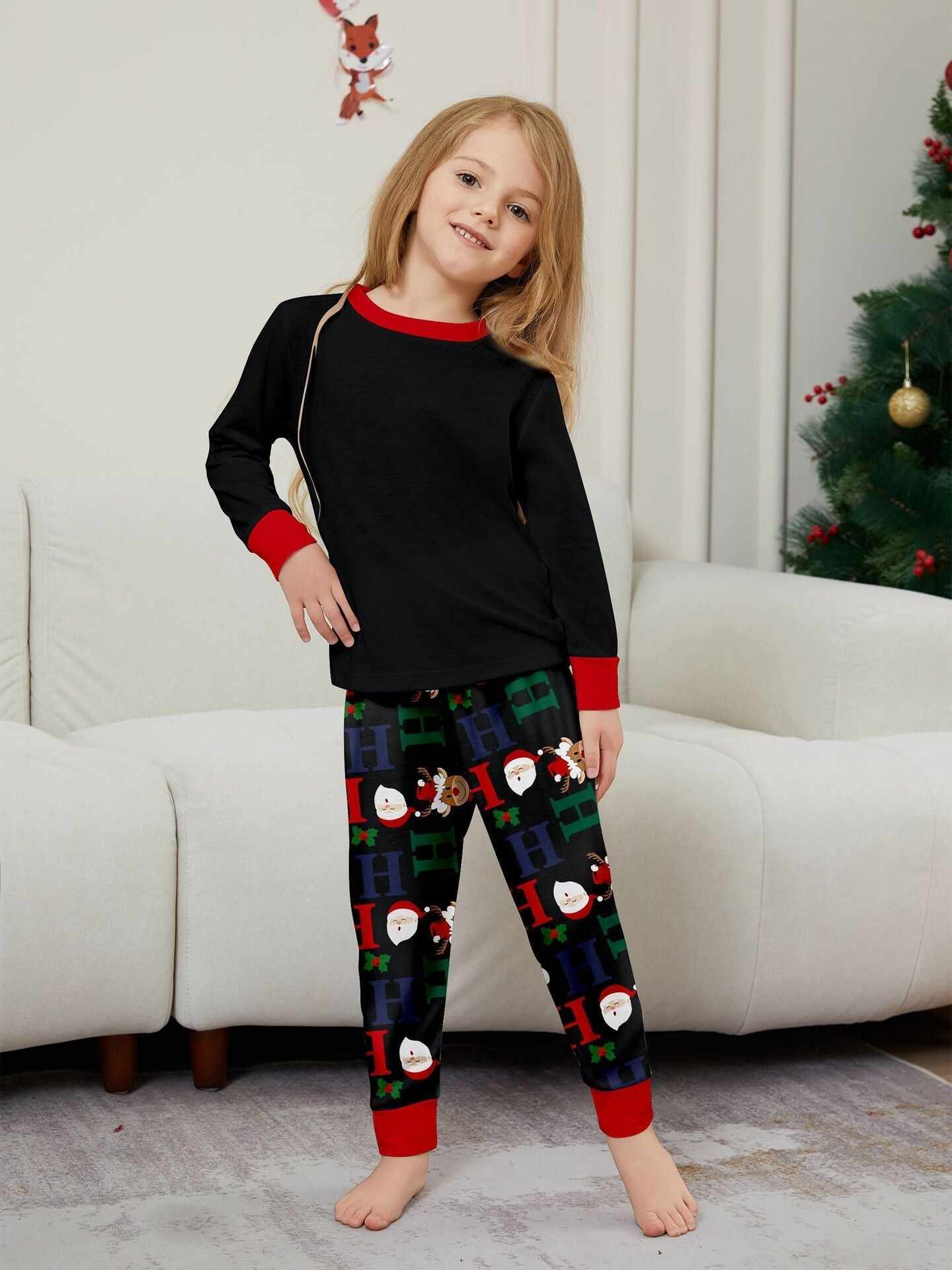 Christmas Deer & Santa Family Matching Pajama Set