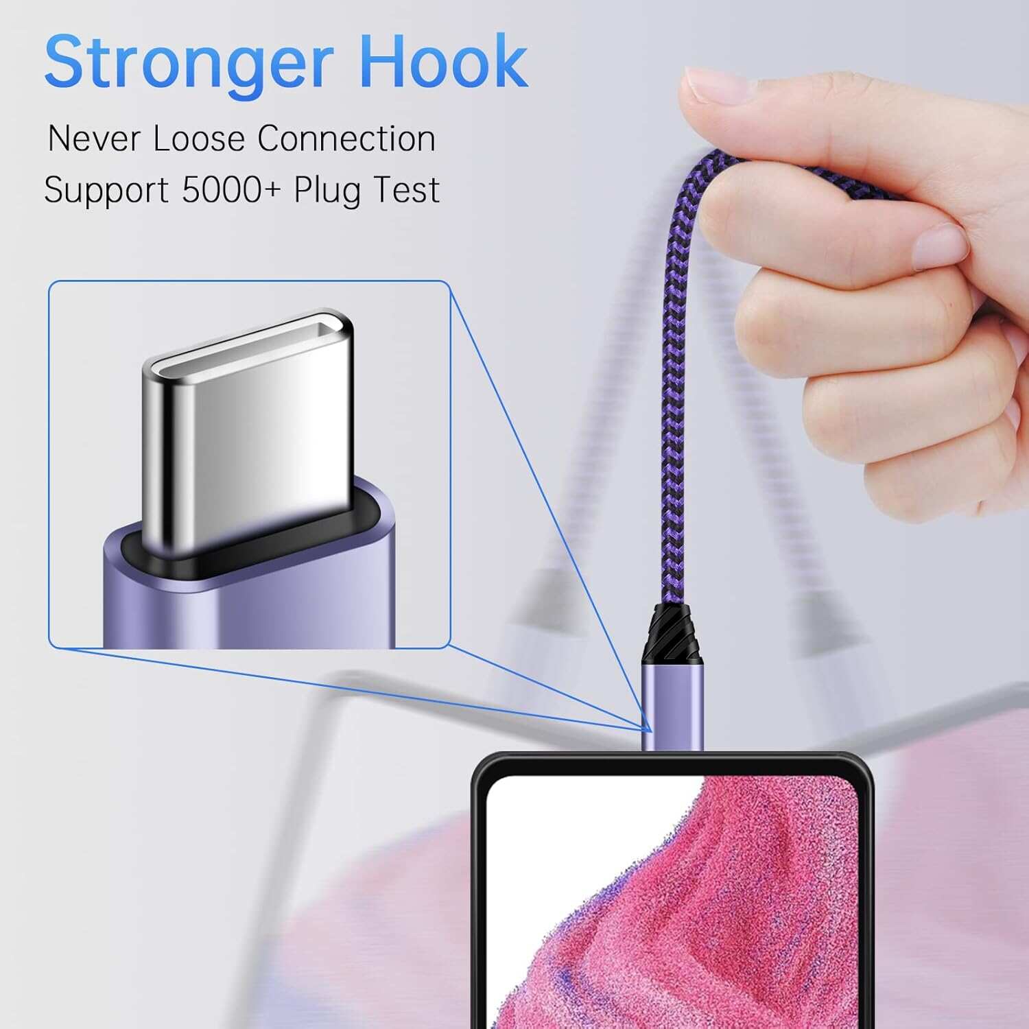 Android Auto USB C Cable Type C Charger USB Data Transfer Cable Fast Charging