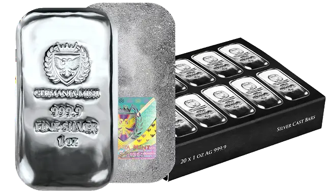 1 oz Germania Mint Silver Bar .9999 Fine