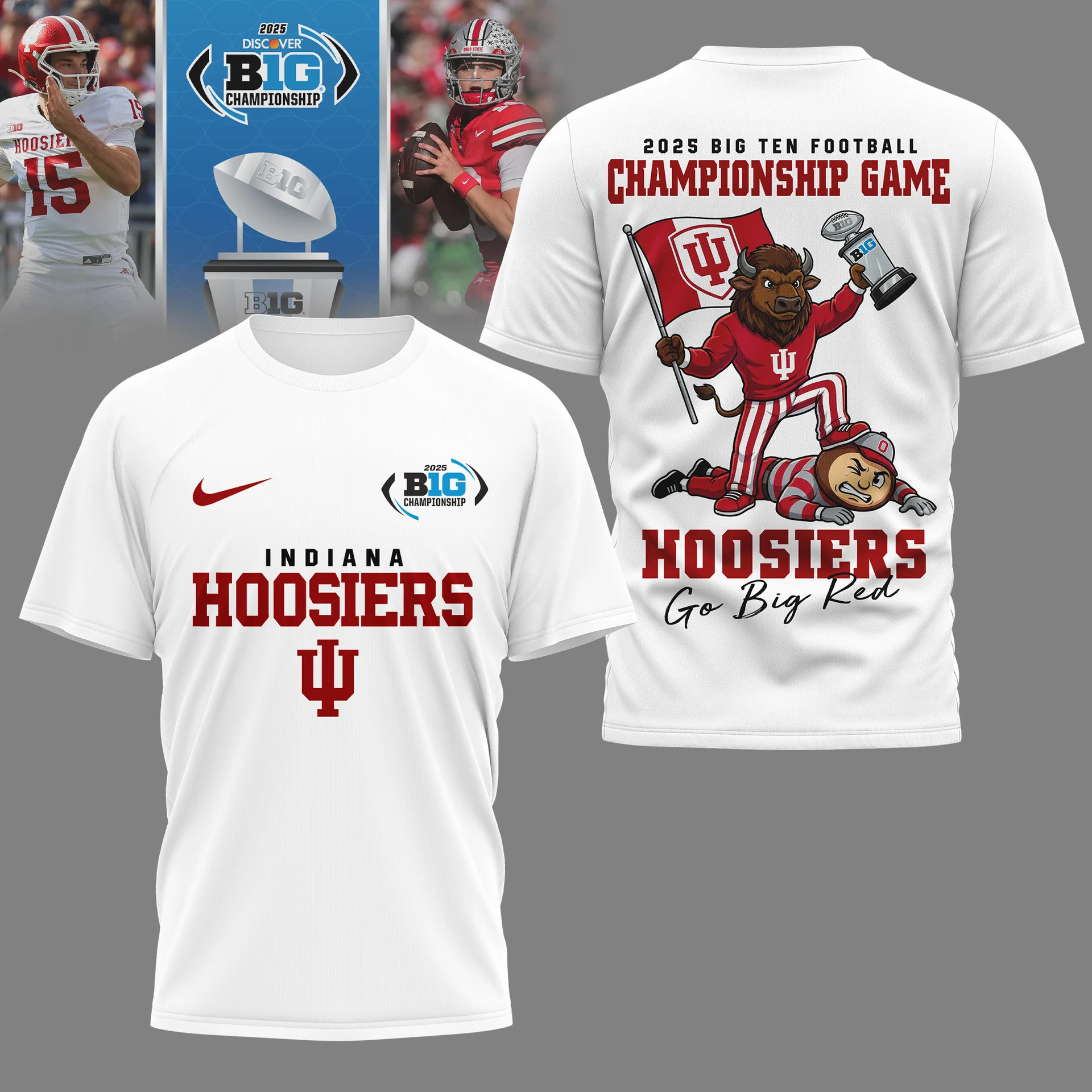 Indiana Hoosiers | Premium NCAA 2025 Big Ten Football Championship Game 3D Shirt NY