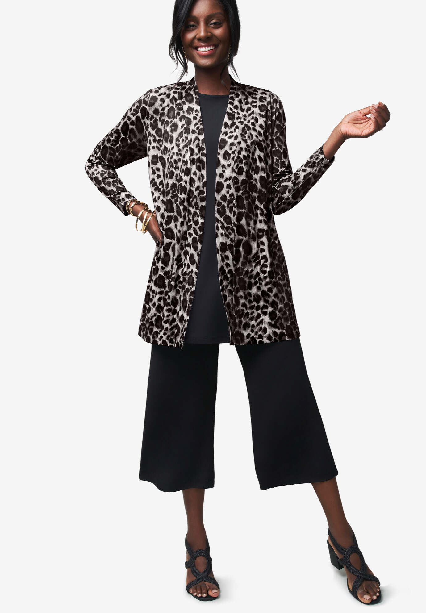 Stretch Knit Open Front Knit Topper
