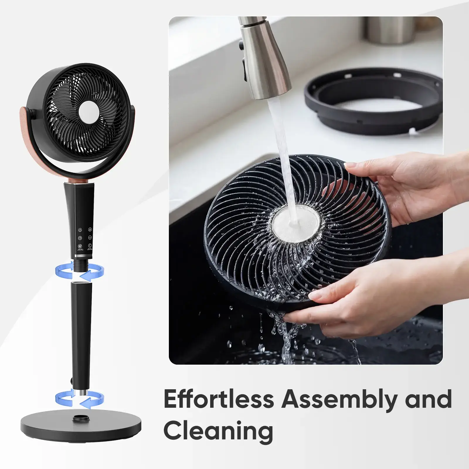 Standing Pedestal Fan Quiet 20dB DC Air Circulator 15 Speeds 5 Modes 120° Oscillation 12H Timer Adjustable Height with Remote & LED Light