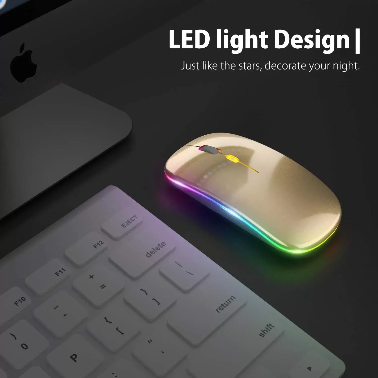 [Upgrade] LED Wireless Mouse, Slim Silent Mouse 2.4G Portable Mobile Optical Office Mouse with USB & Type-c Receiver, 3 Adjustable DPI Levels for Notebook, PC, Laptop, Computer, MacBook (Pink)