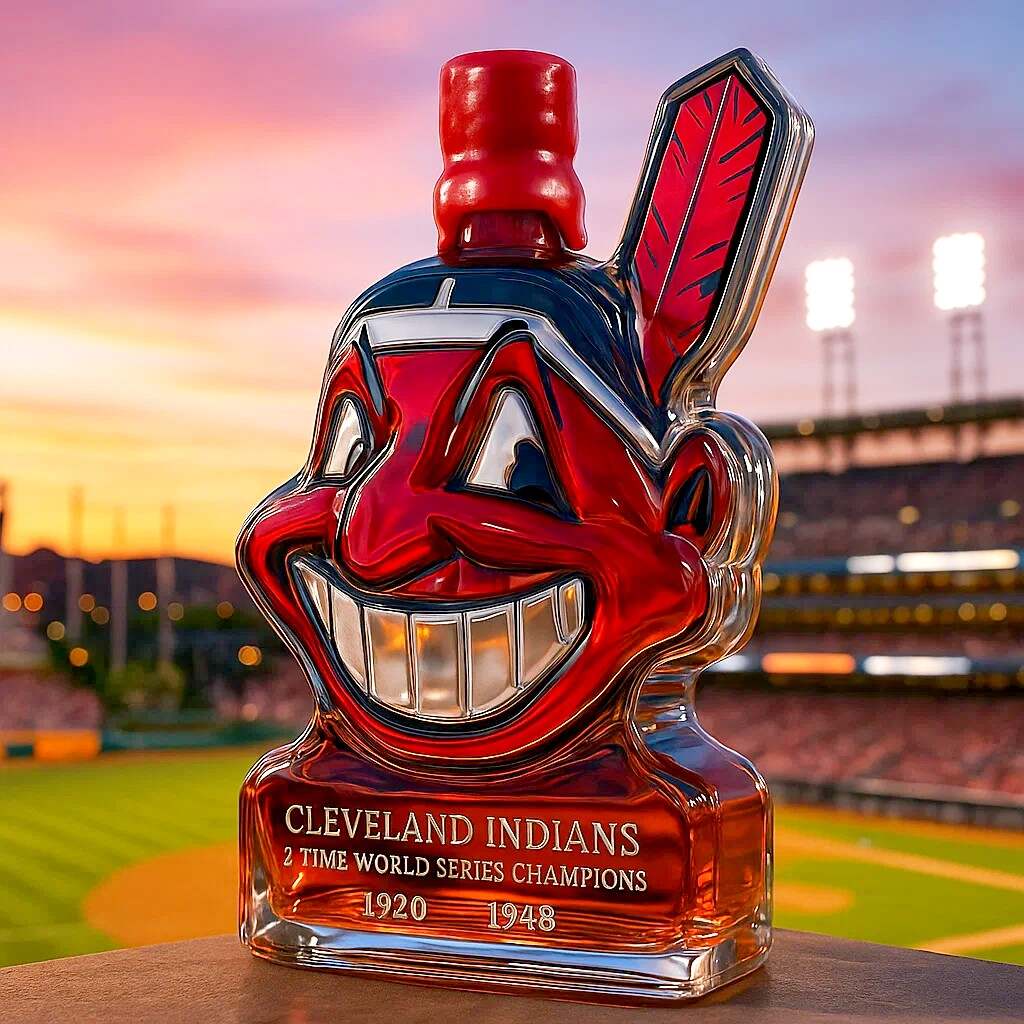 Cleveland Indians Team honor Whiskey Bottle