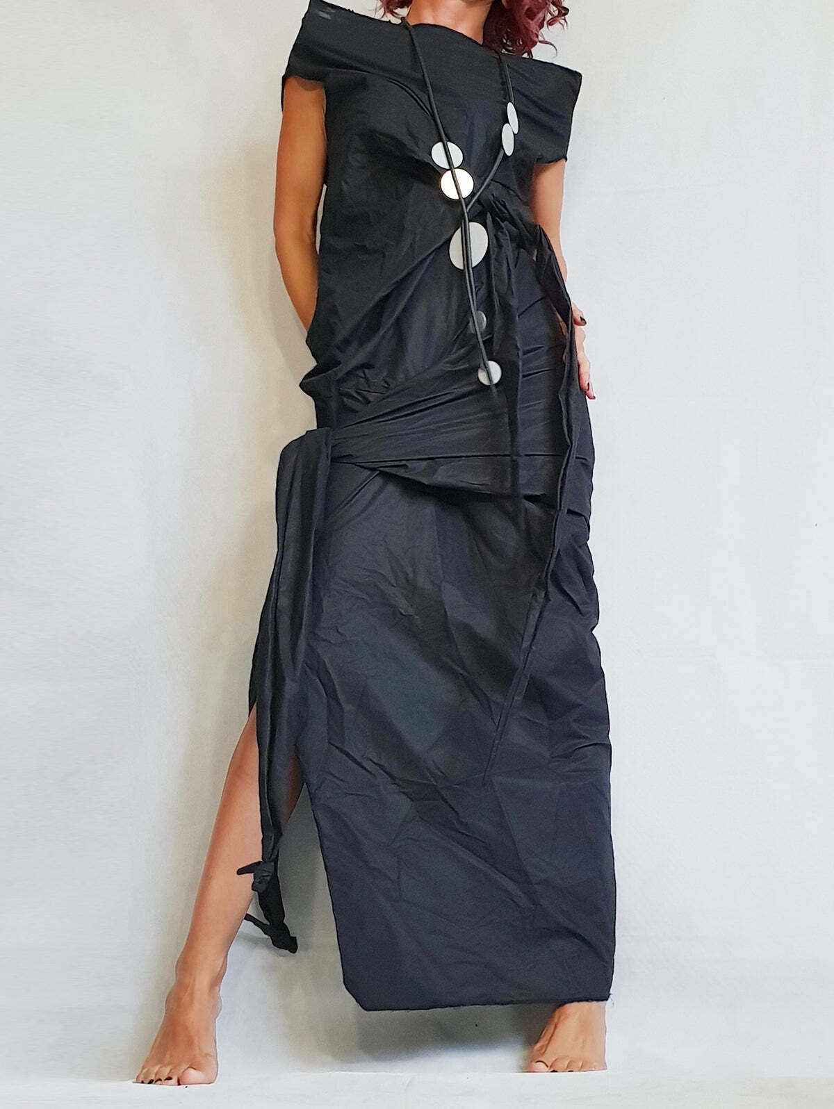 Casual Plain One Shoulder Split Asymmetrical Maxi Dress