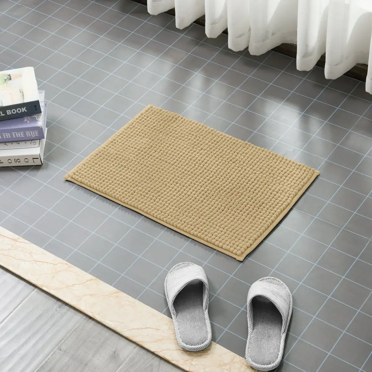 Subrtex Luxury Chenille Bath Rugs Soft Bathroom Mats