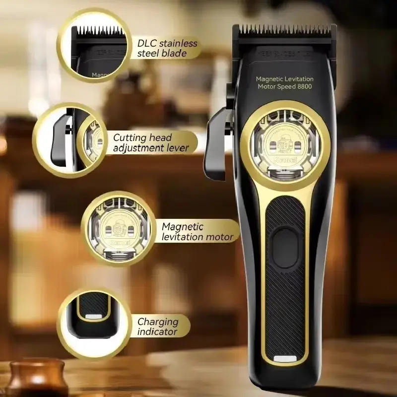 Electric Hair Trimmer Km-2373, USB Charging Carving Hair Clipper with Base, Professional Salon Barber Tool, High Precision Grooming Kit, Suspended Motor