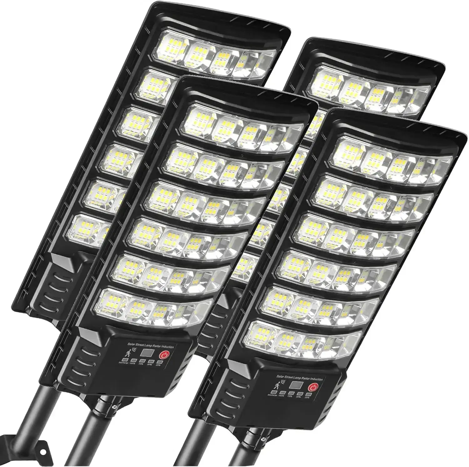 4Pack Solar Street Lights, 30000LM Outdoor Flood Light, Dusk to Dawn, IP66 Waterproof Solar Powered Parking Lot Light with Remote Control, 6500k Dimmable Security Lamp