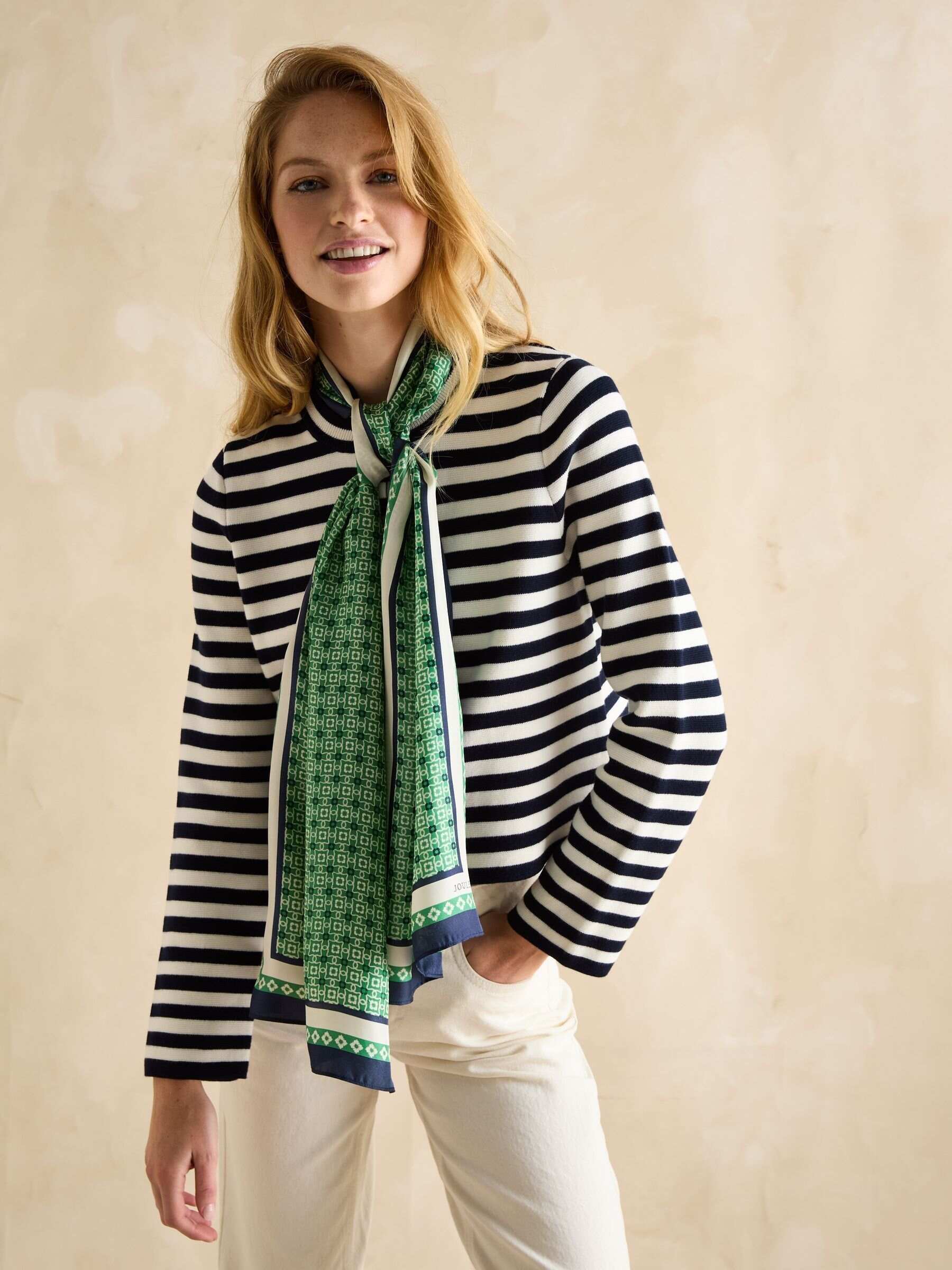 Windsor Green Printed Long 100% Silk Scarf
