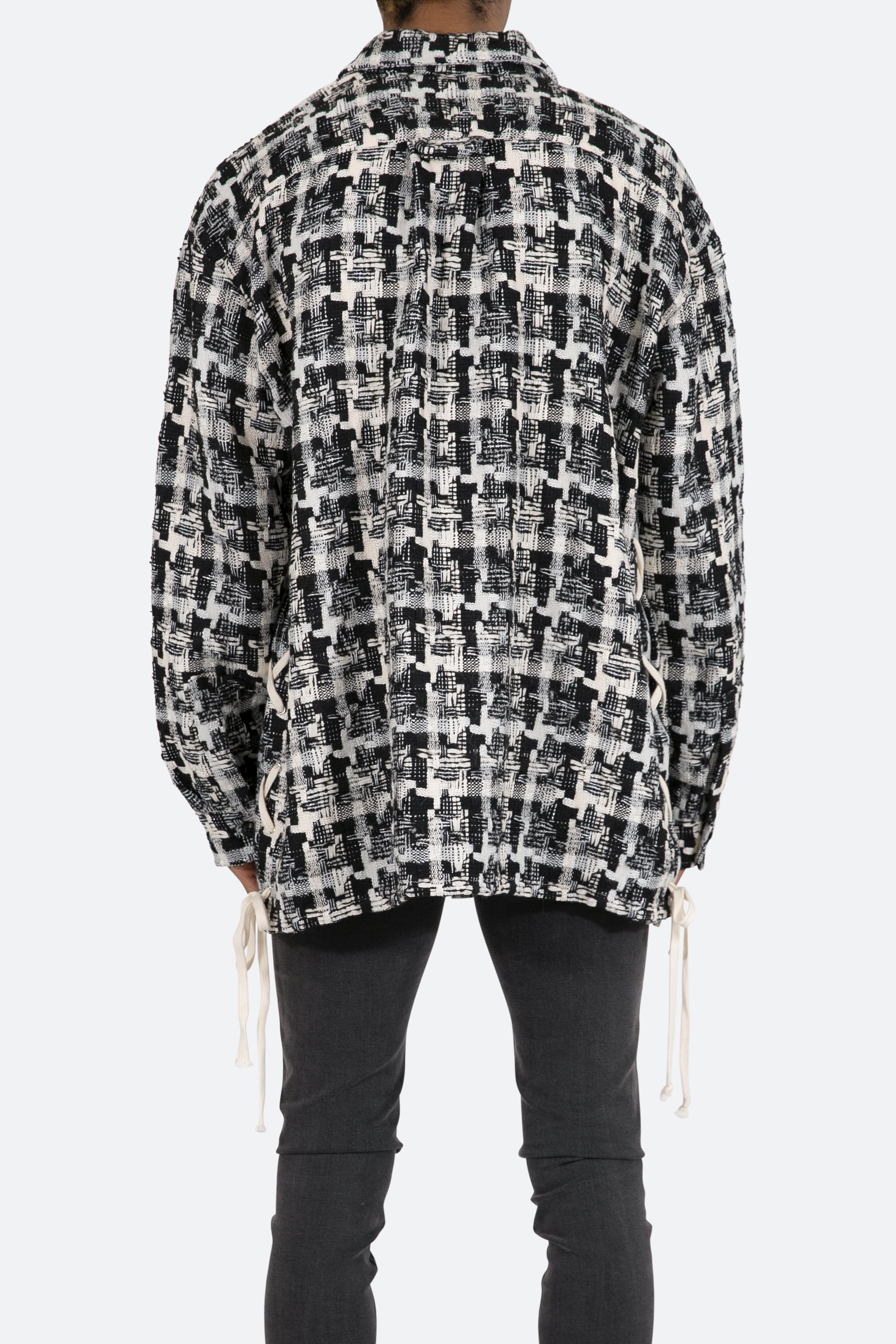 Laced Loose Woven Shirt - Black/White