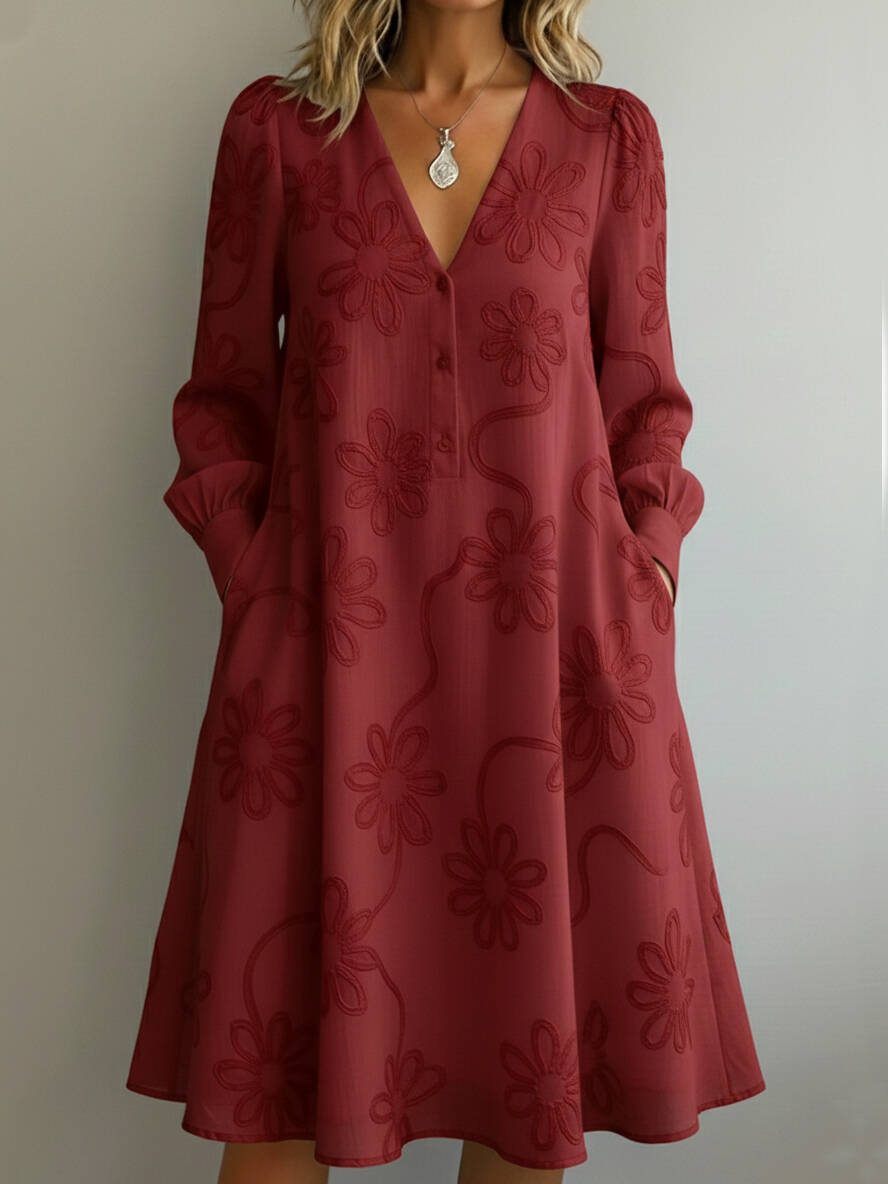 🔥Summer Arrivals🌟Vintage Elegant V-neck Floral Embroidery Dress