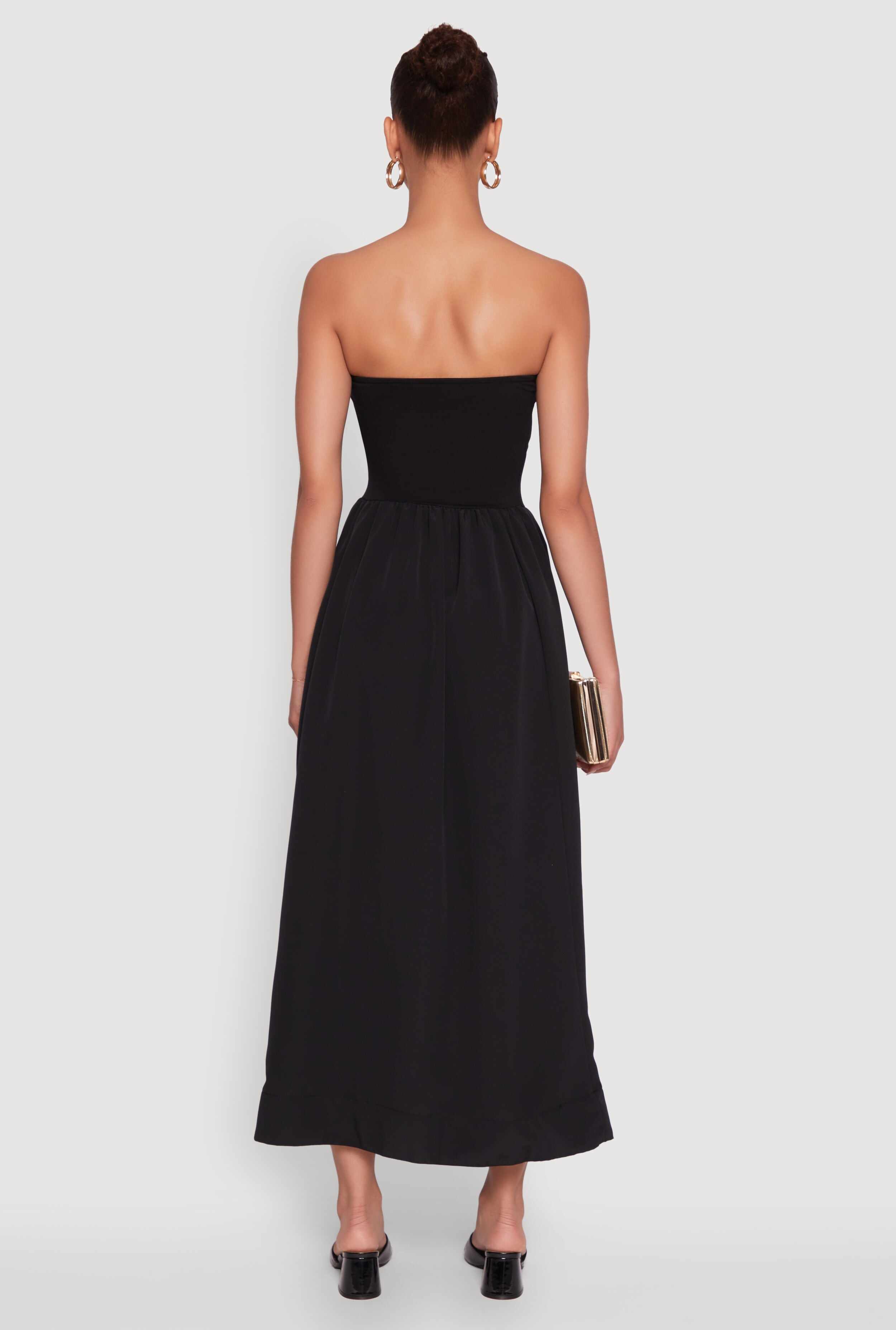 Strapless A-Line Maxi Dress with Pockets