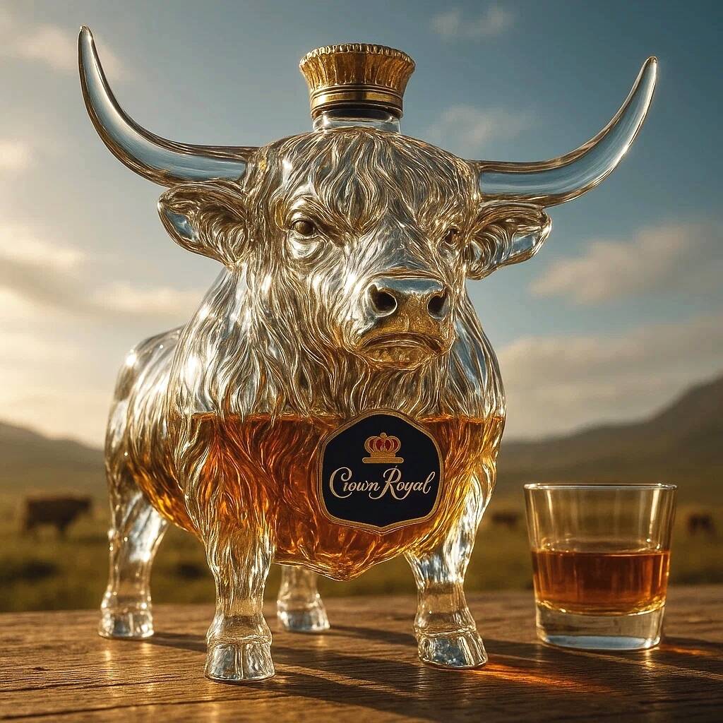 Highland cattle Whiskey bottle