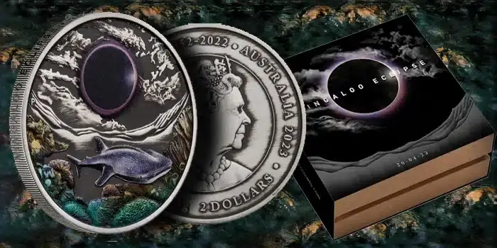 Ningaloo Eclipse 2023 2oz Silver Antiqued Coloured Coin