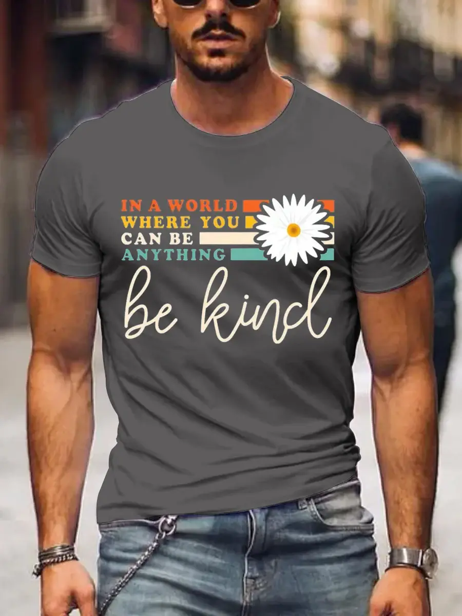 Men's Be Kind Art Print Casual T-Shirt