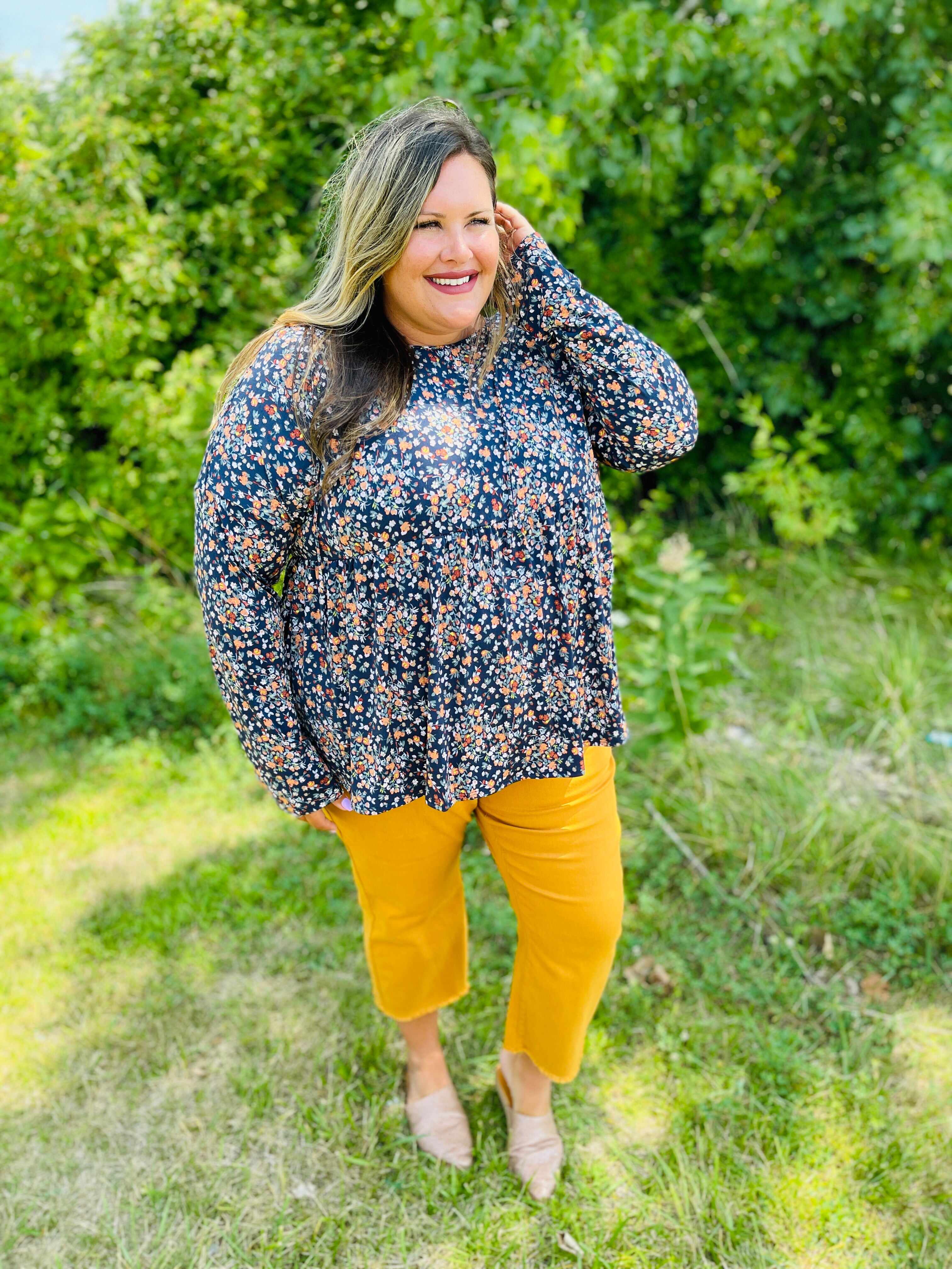 Plus/Reg Far And Wide Leg Mustard Jeans