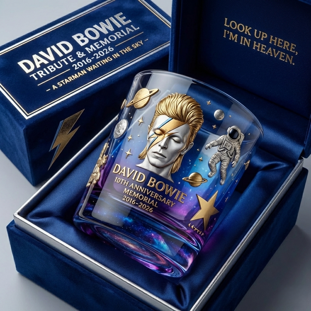 David Bowie 10th Anniversary Memorial Commemorative Whiskey Glass