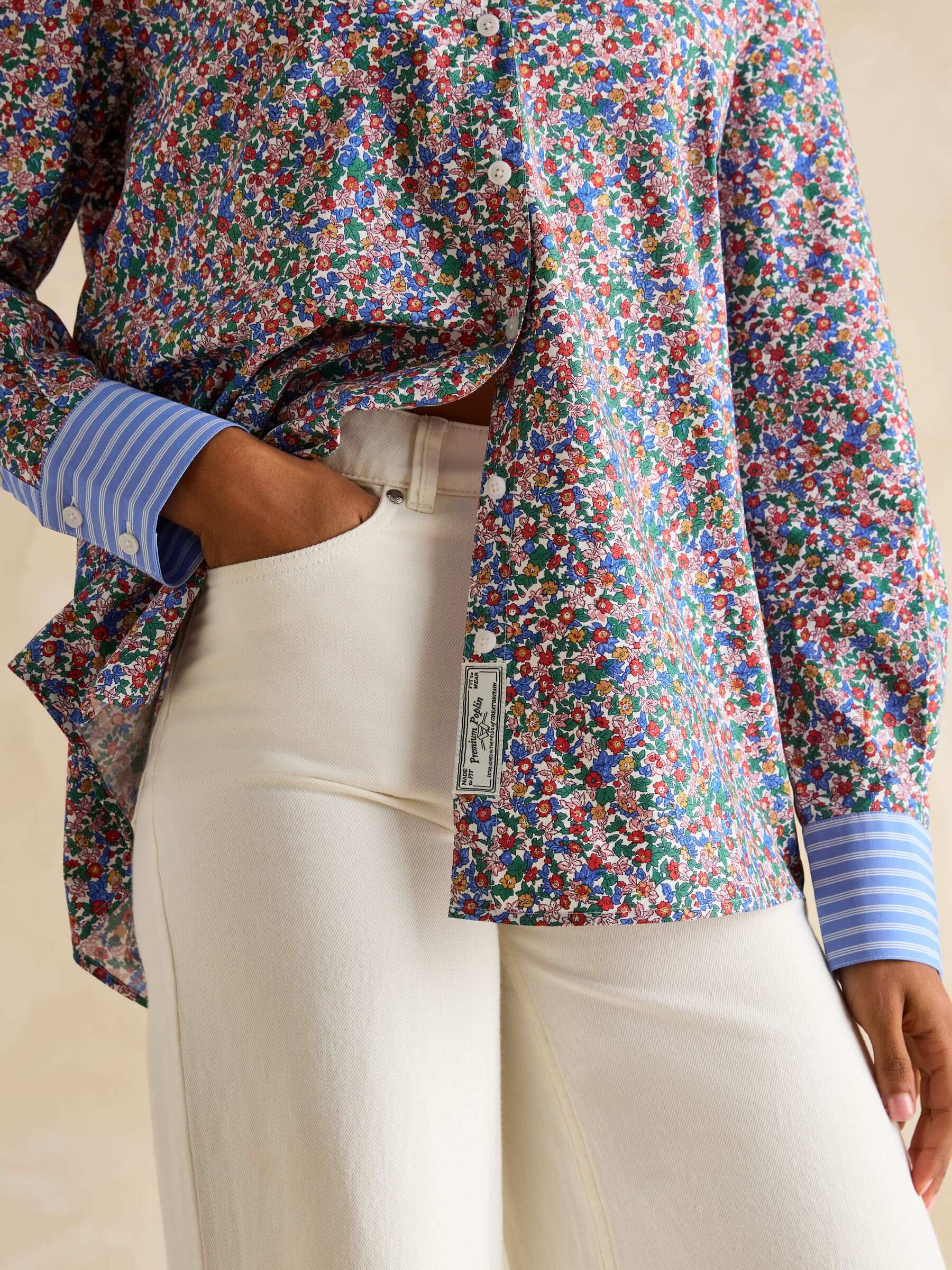 Amilla Ditsy Print Longline Relaxed Fit Shirt