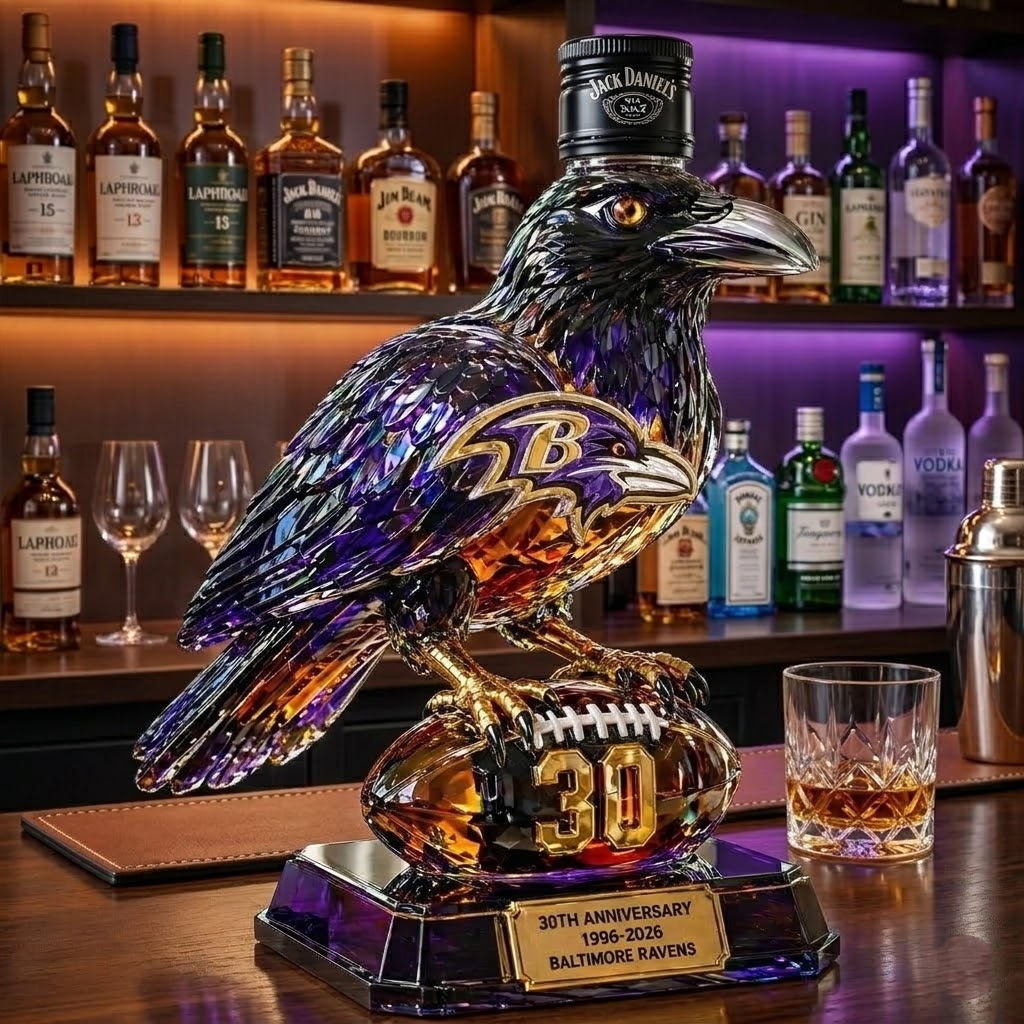 Baltimore Ravens 30th Anniversary Black Rum 3D Sculpted Collector's Edition Bottle
