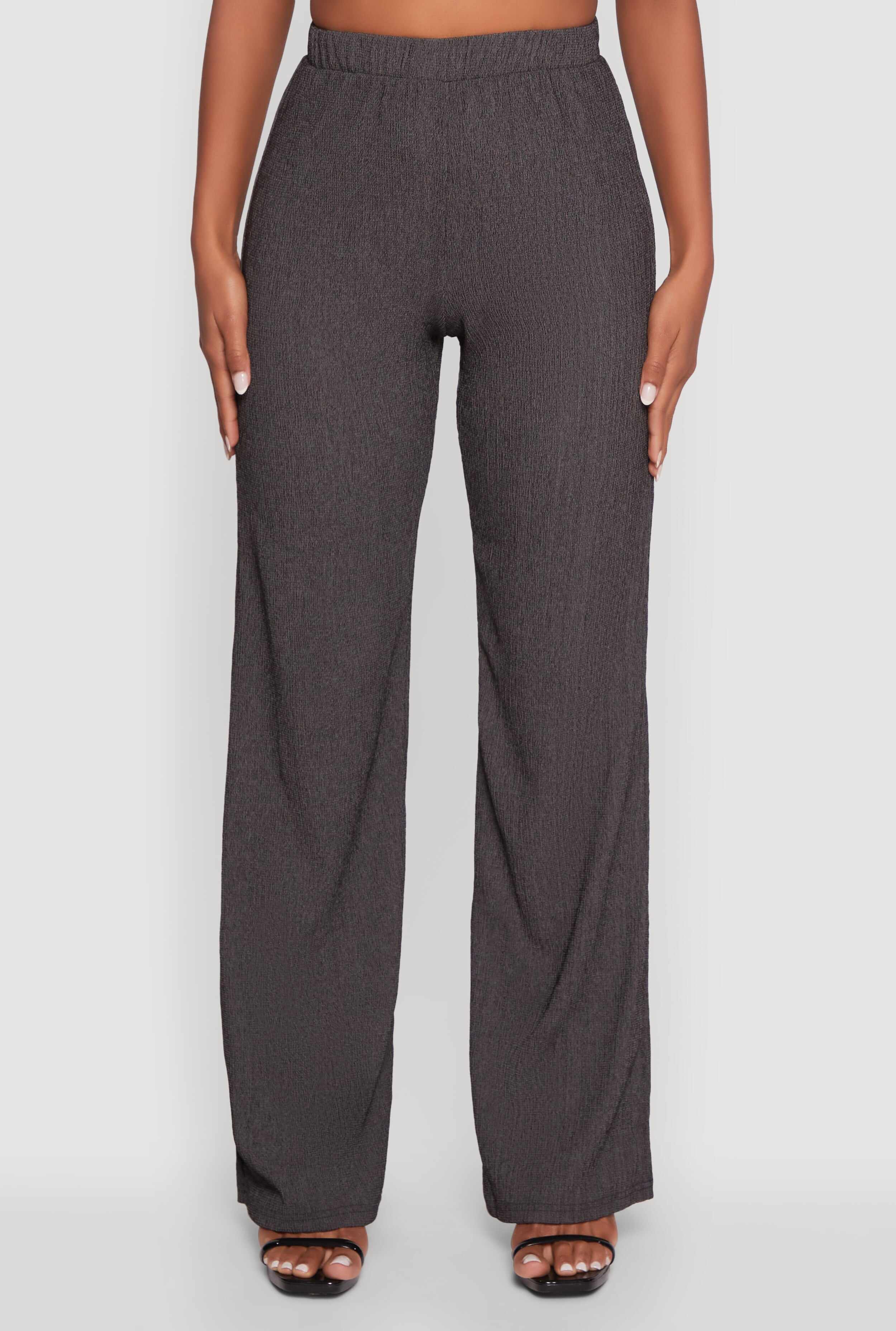 Seersucker Pull On Straight Leg Pants
