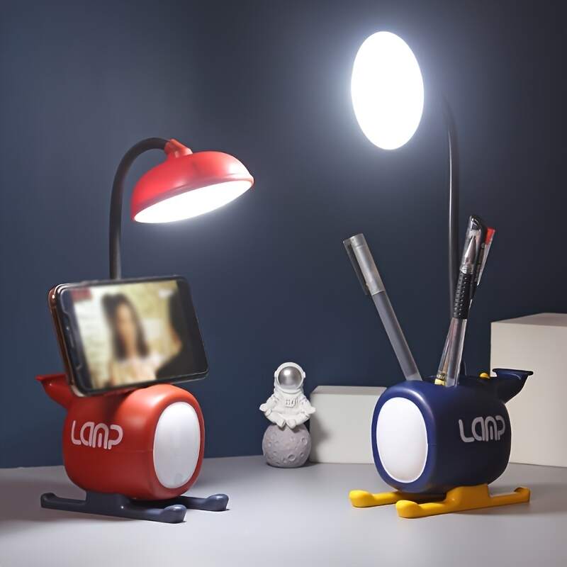 1pc Cartoon Helicopter Aircraft Usb Rechargeable Desk Lamp Eye Protection Lamp, Desk Writing Lamp, Reading Bedside Lamp