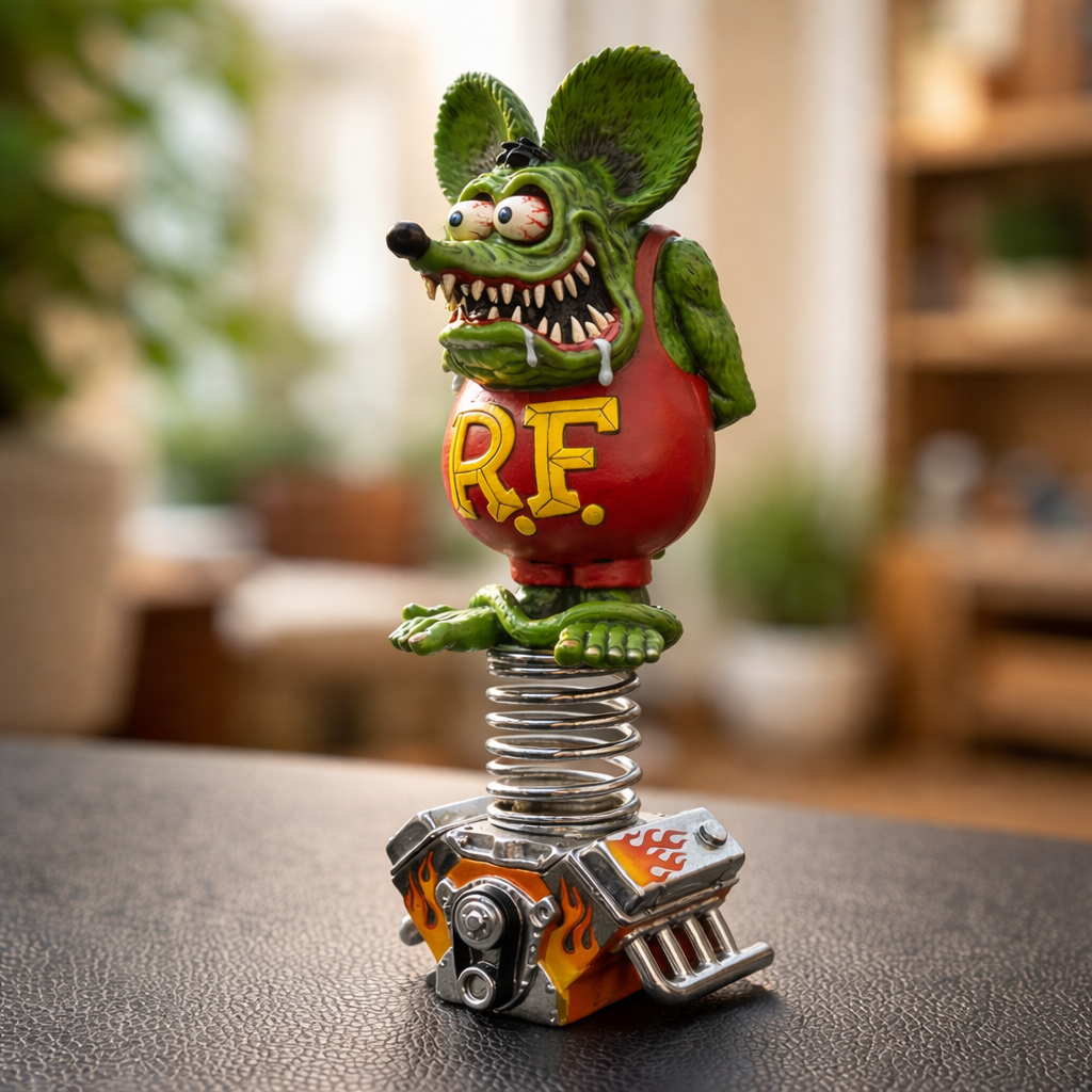 Rat Fink Hot Rod Dashboard Spring Bobblehead Ornament