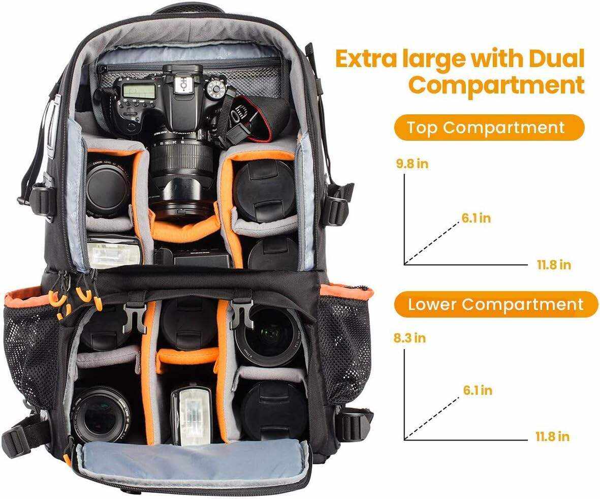 TARION Pro 2 Bags in 1 Camera Backpack Large with 15.6
