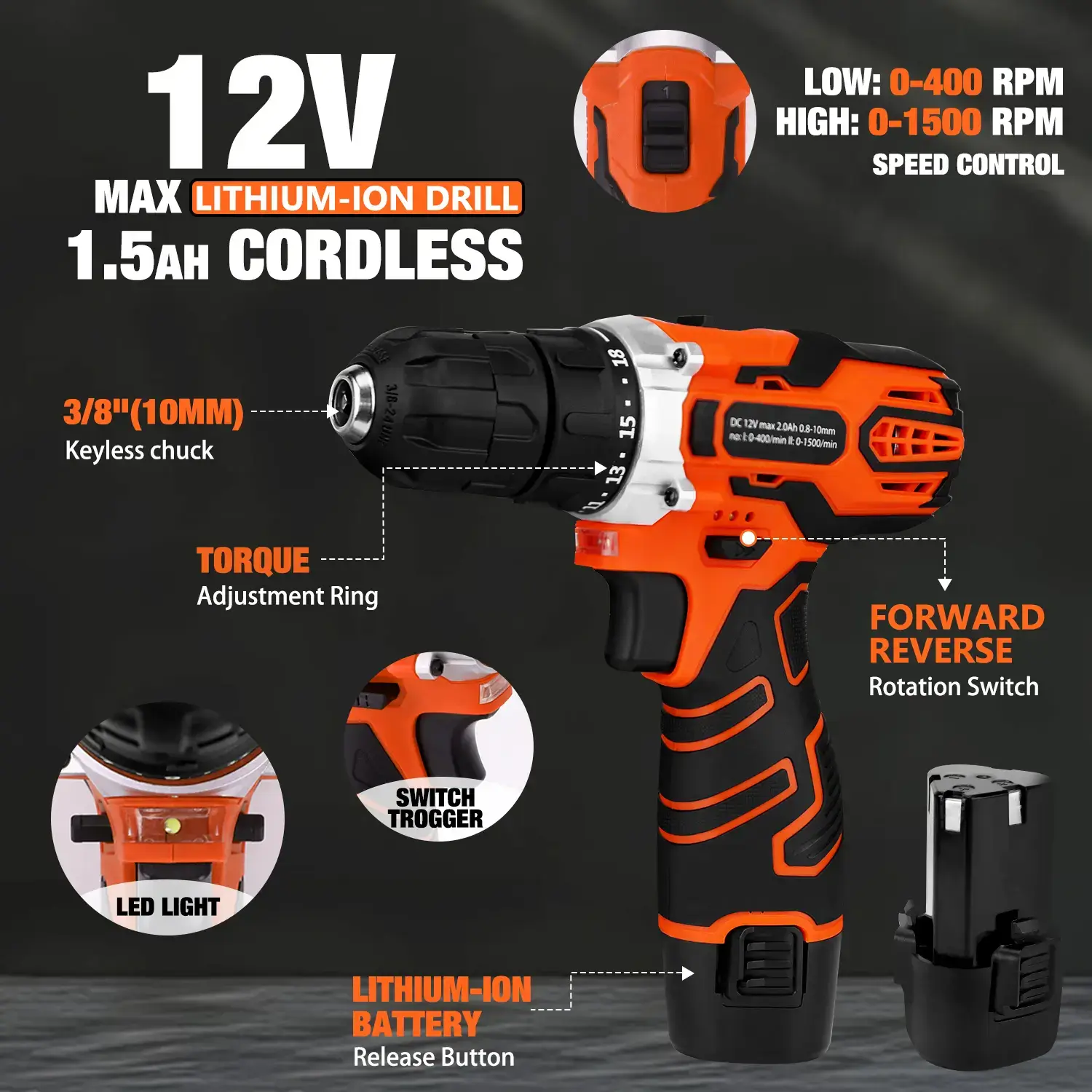 255-Piece Tool Set - Tool Kit with 12V Cordless Drill Driver, Toolbox Storage Case with Drawer, General Household Drill Set for DIY Projects, Home Repairs, Handyman