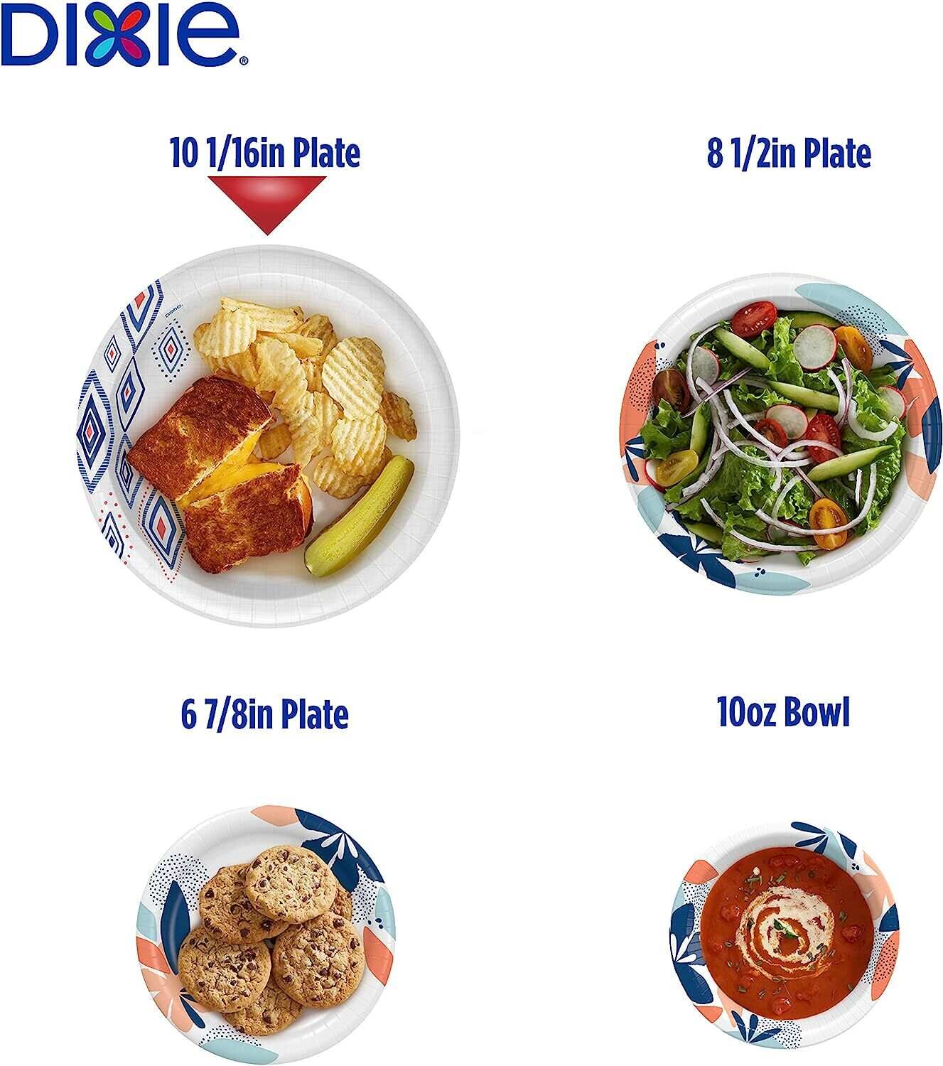 10 Inch Paper Plates, Dinner Size Printed Disposable Plate, 204 Count (3 Packs of 68 Plates)