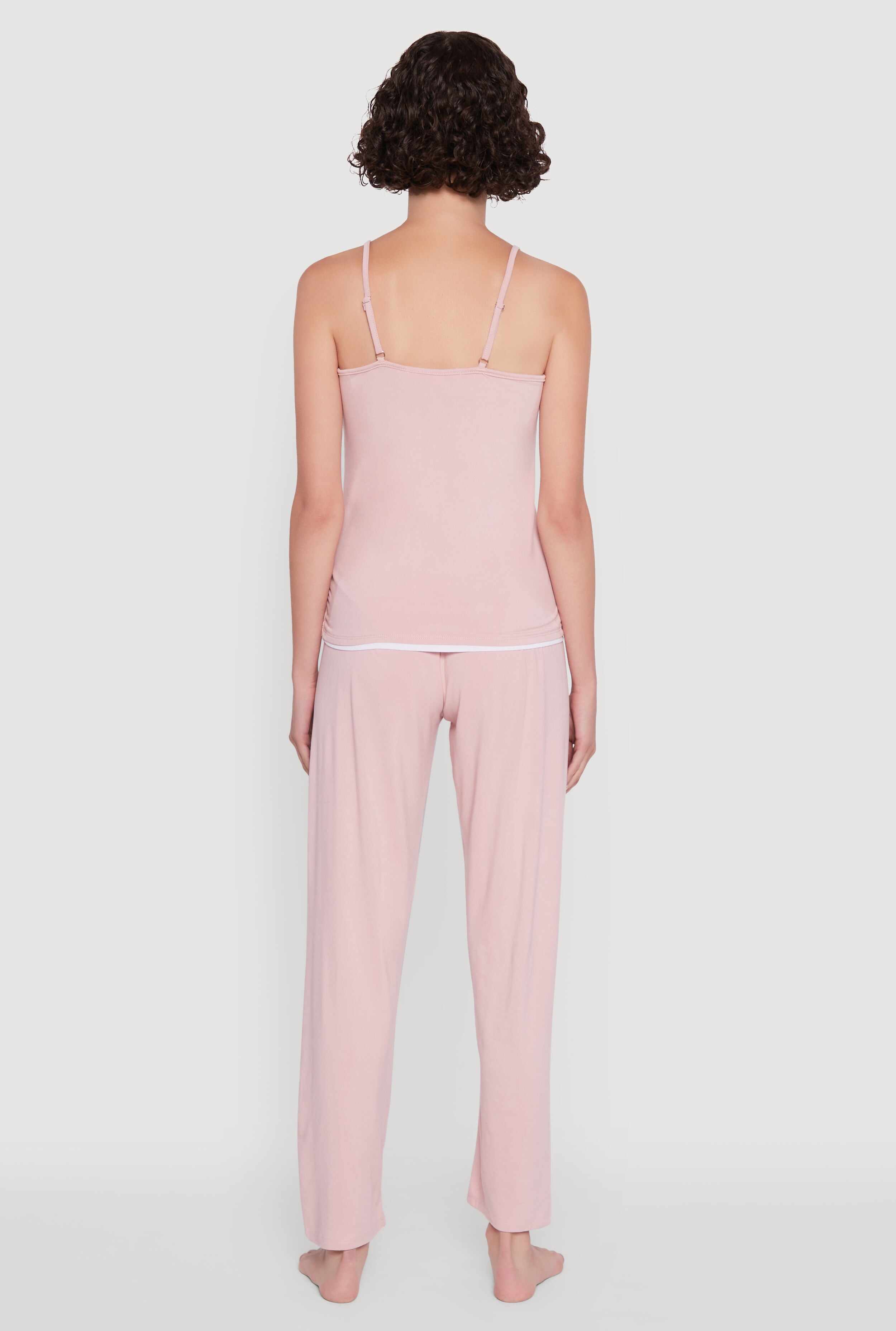 Contrast Trim Pajama Cami and Pants