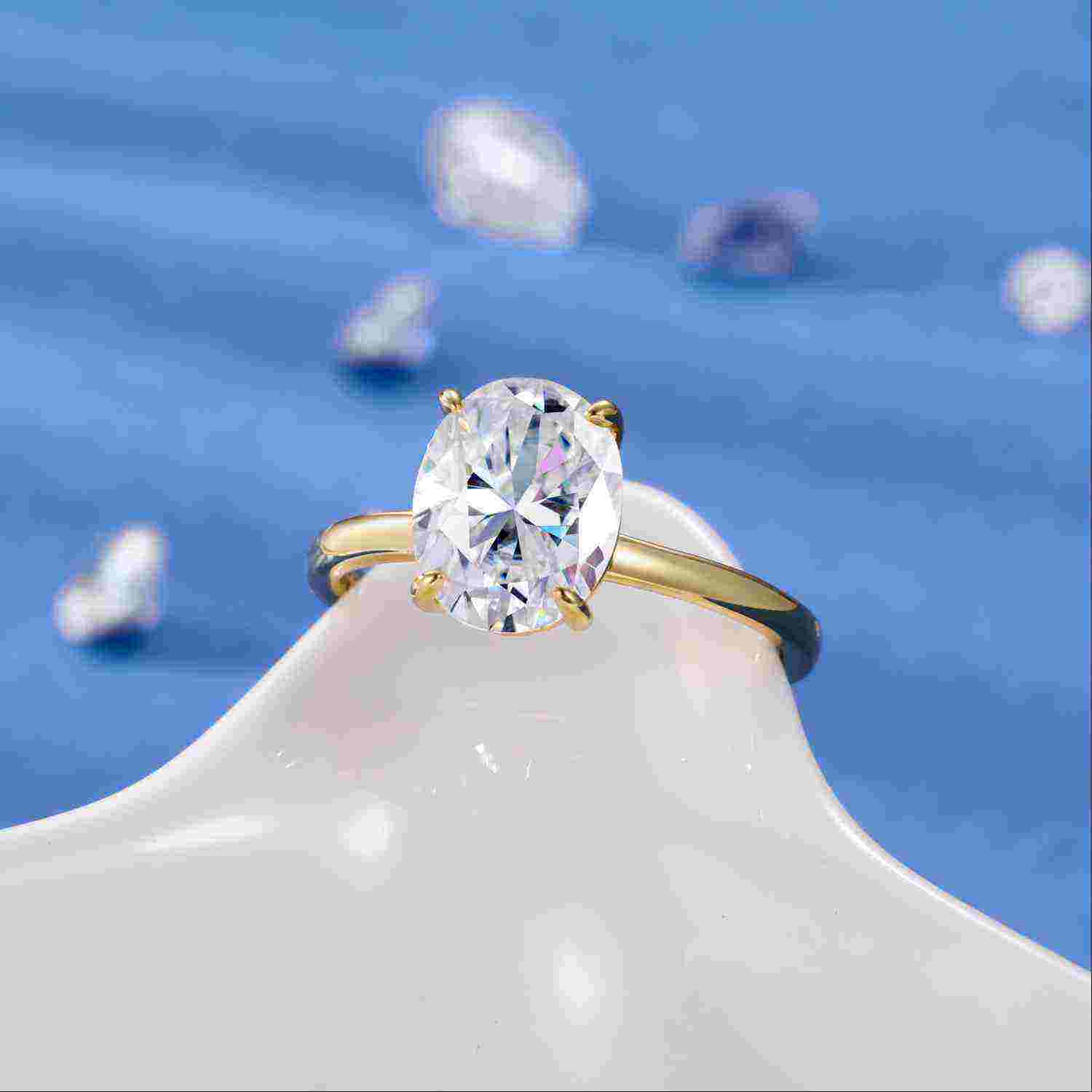 Test(Valentine's Gift) S925 Oval Cut Moissanite Engagement Ring For Her