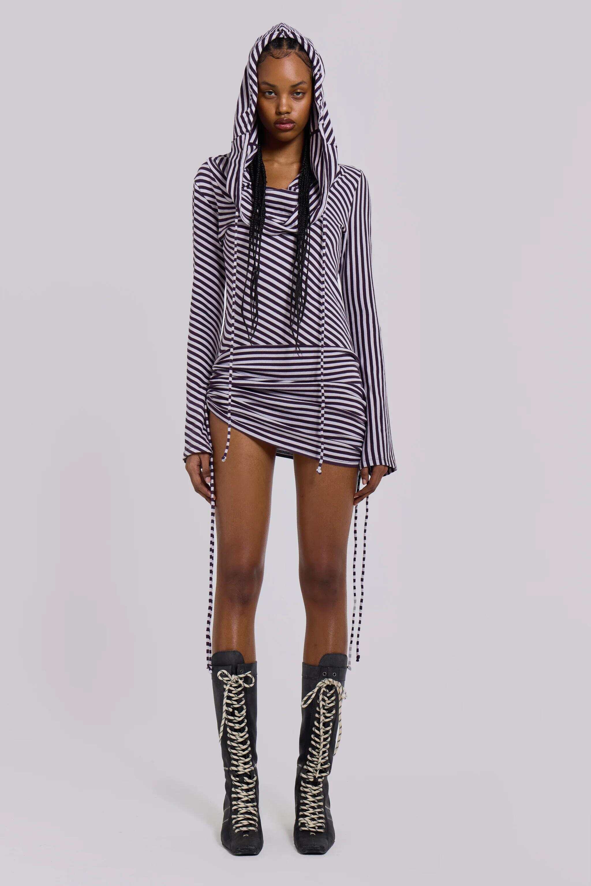 Jordyn Hooded Stripe Mini Dress