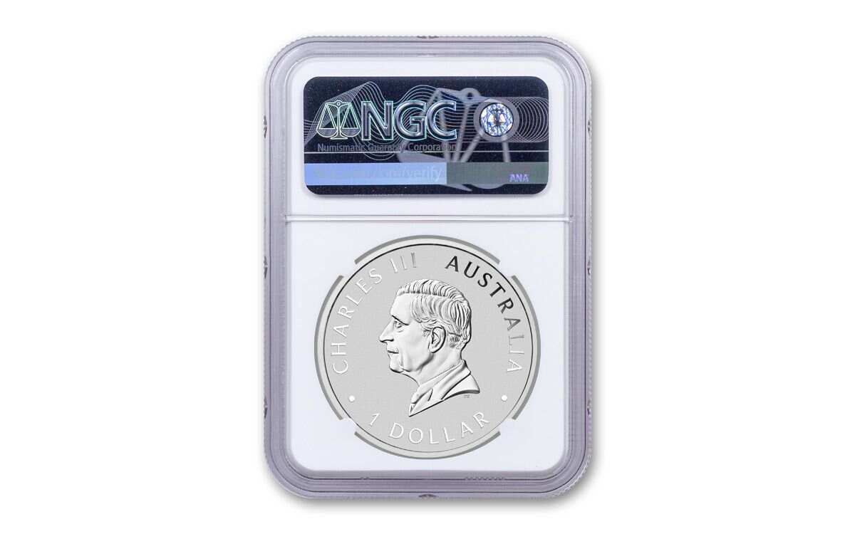 2024 Australia $1 1-oz Silver Wedge Tailed Eagle Colorized NGC MS70 First Releases w/Flag Label & Mercanti Signature
