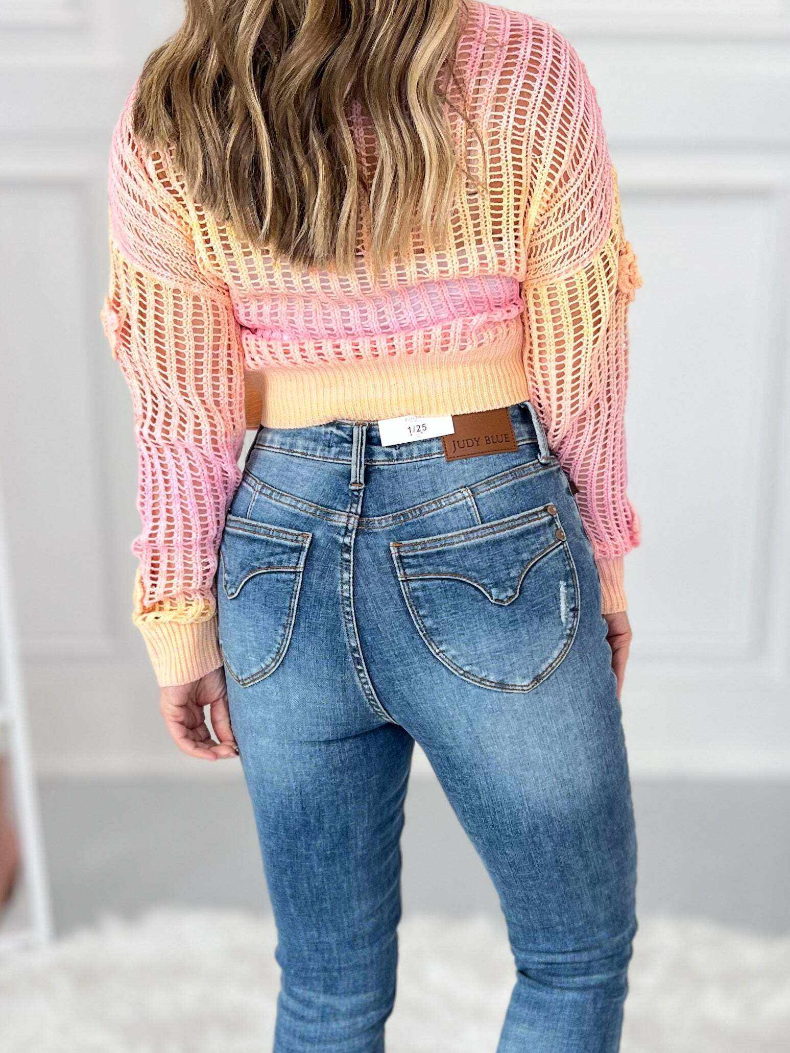 Georgia Peach - Christmas Tummy Control Shield Pocket Skinny Jeans- Final Sale