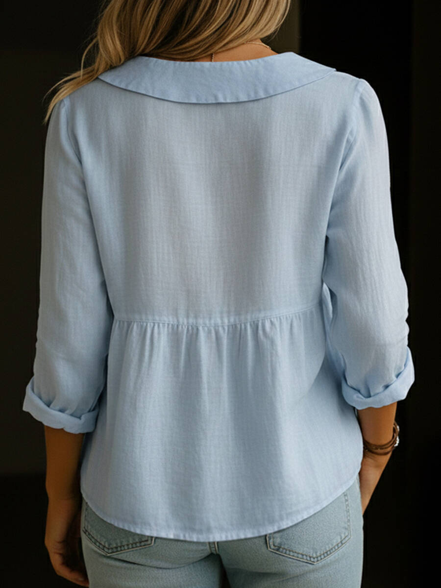 🔥Summer Arrivals🌟Peter Pan Collar Linen And Cotton Shirt