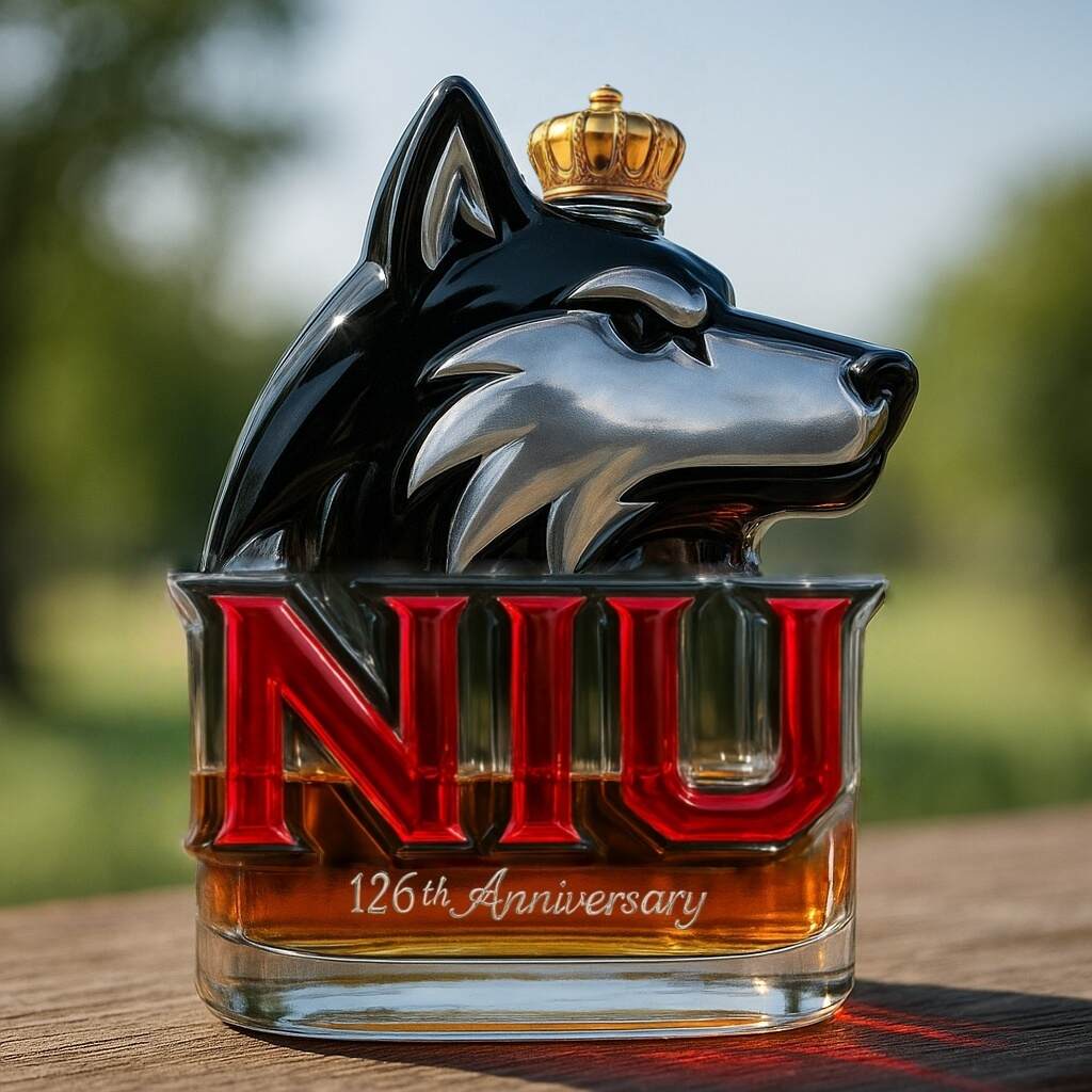Northern Illinois Huskies 126th Anniversary Whiskey Bottle