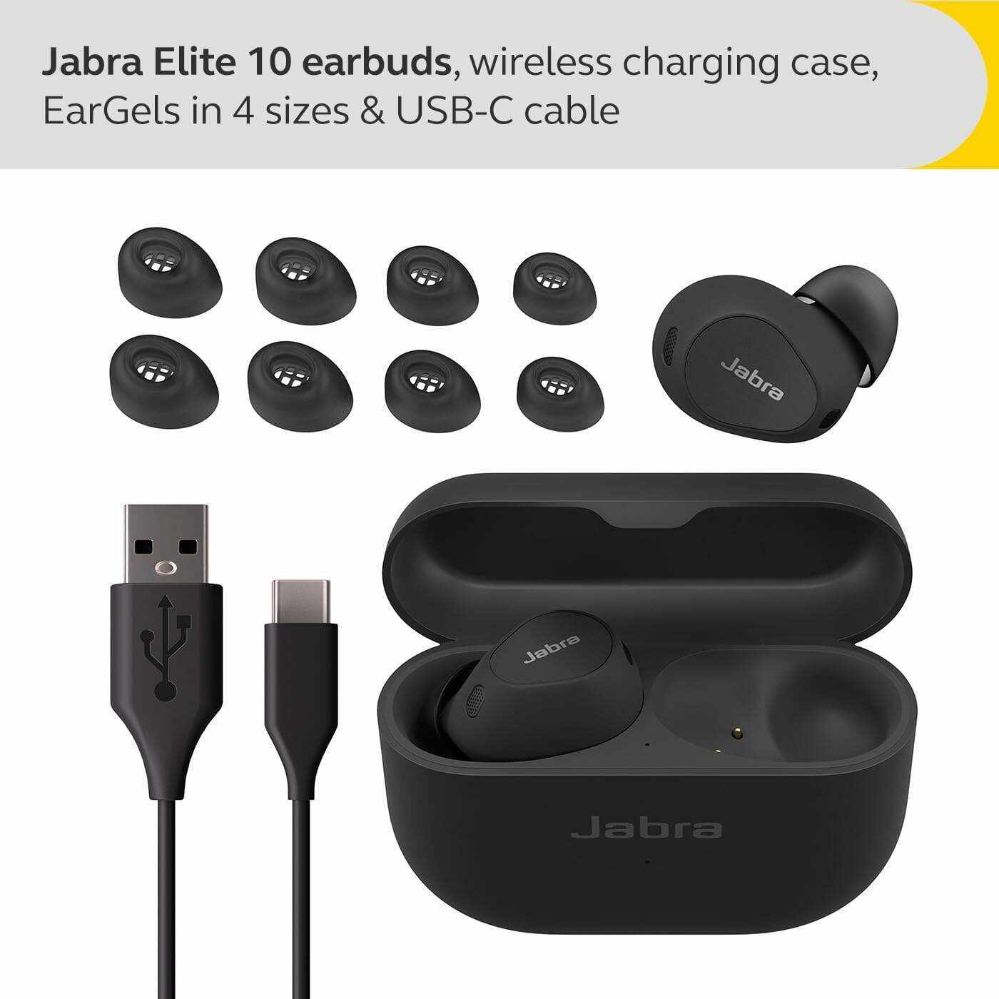 Jabra Elite 10 True Wireless Earbuds – Advanced Active Noise Cancelling Earbuds with Next-Level Dolby Atmos Surround Sound –All-Day Comfort, Multipoint Bluetooth, Wireless Charging – Cream