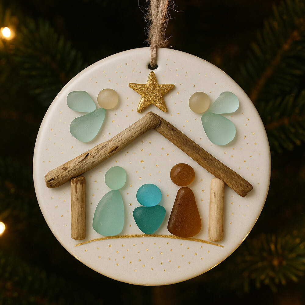 Sea Glass Nativity Ornament