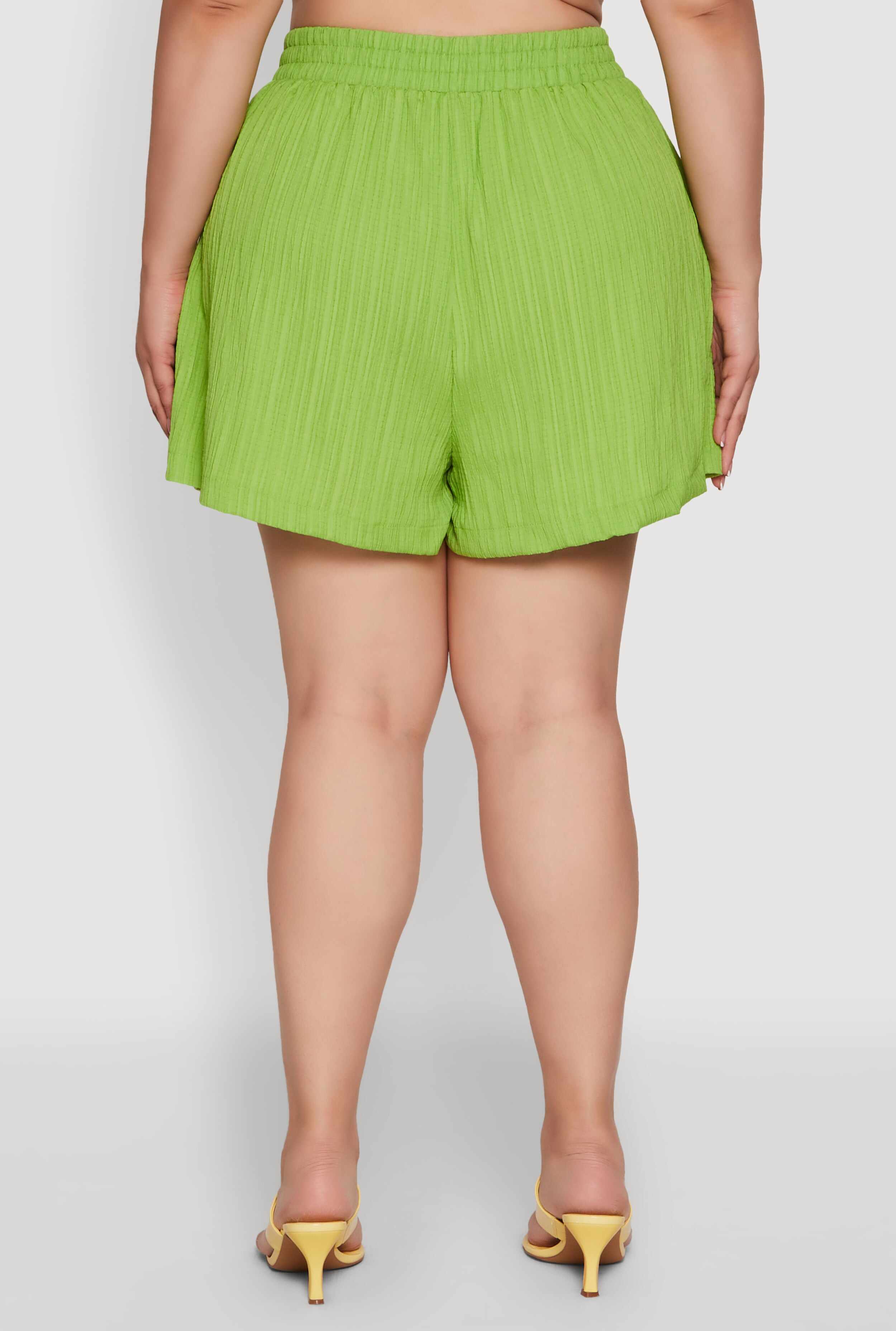 Plus Size Chic High Waisted Textured Knit Shorts