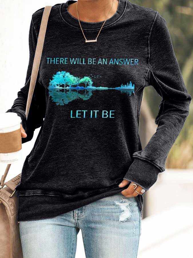 Hippie Guitar Lake There Will Be An Answer Let It Be Print Sweatshirt