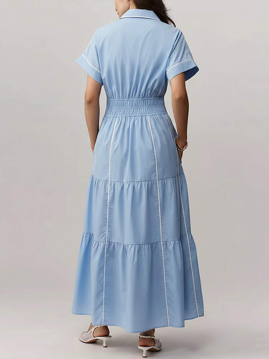 🔥Summer Arrivals🌟Women's V-neck Short-sleeved Casual Loose Cotton And Linen Dress