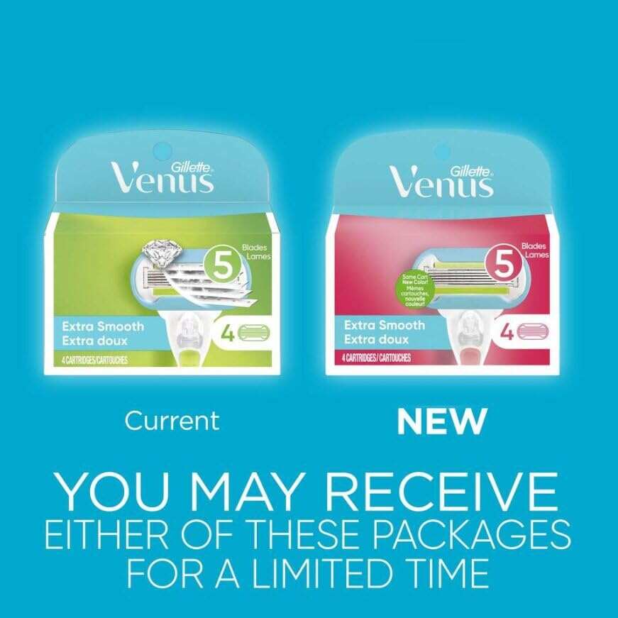 Gillette Venus Extra Smooth Women's Razor Blade (Venus Embrace) - 4 Refills (Pack May Vary)
