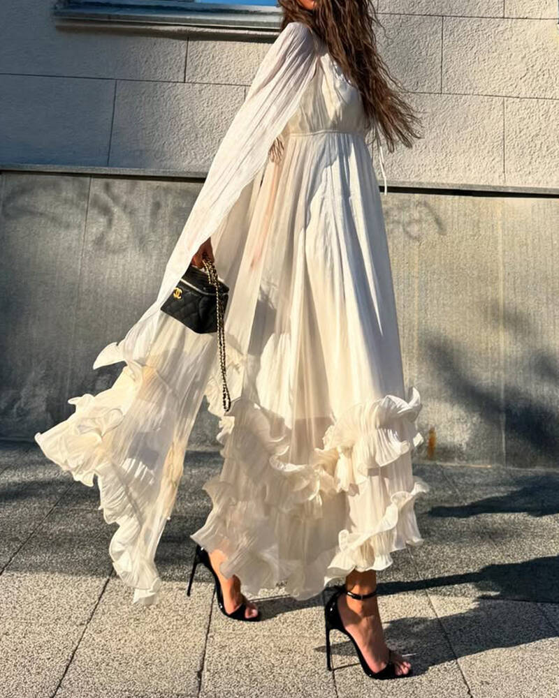Round Neck Ruffled Fashionable Dress