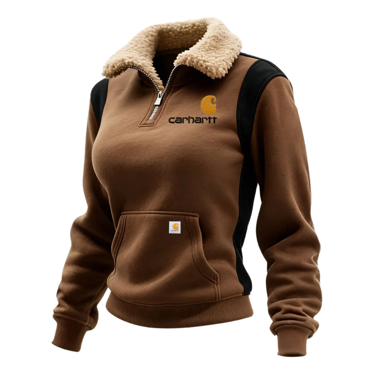 Women's Contrast Color Stitching 1/4 Zip Stand Collar Sweatshirt