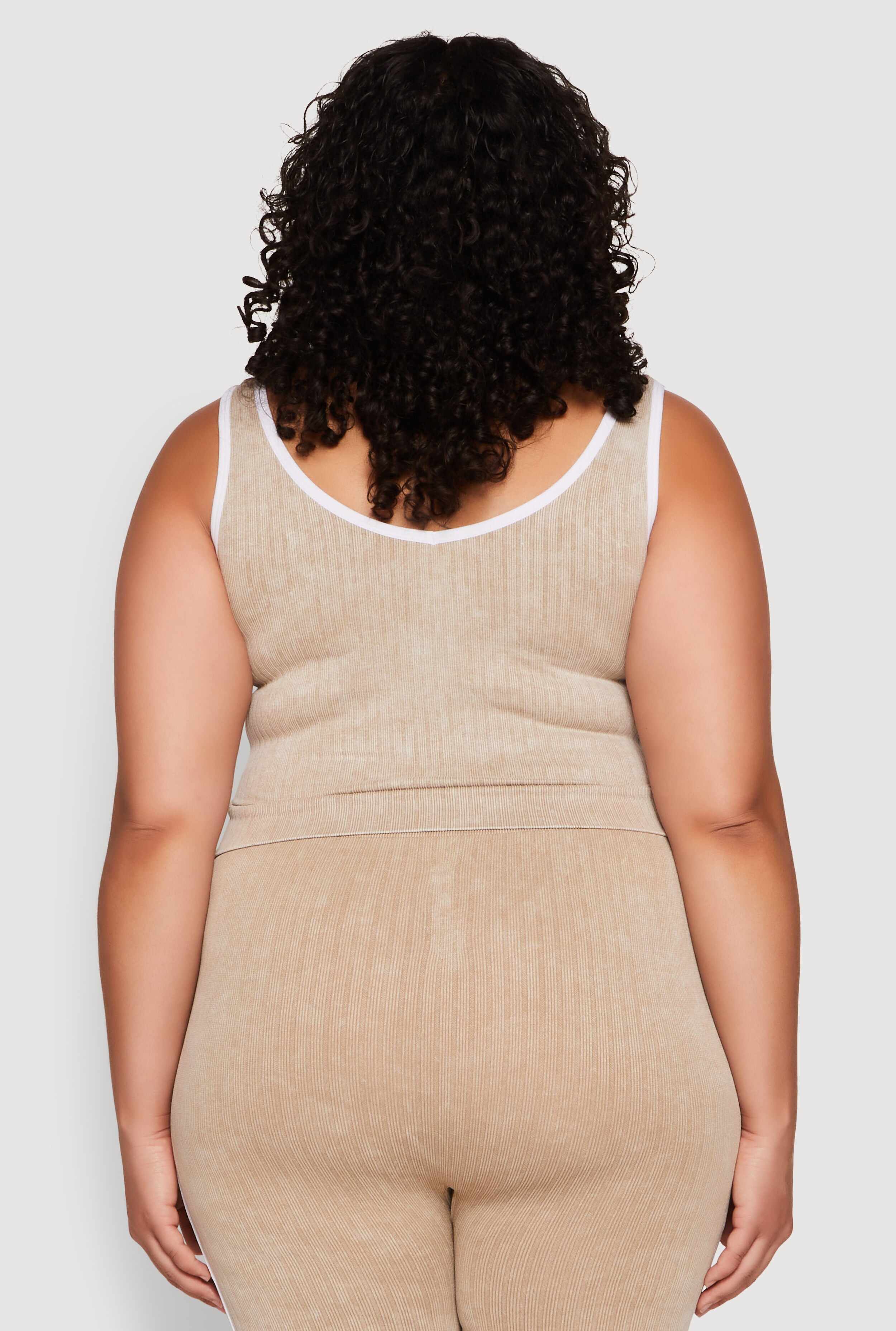 Plus Size Mineral Wash Contrast Trim Crop Top
