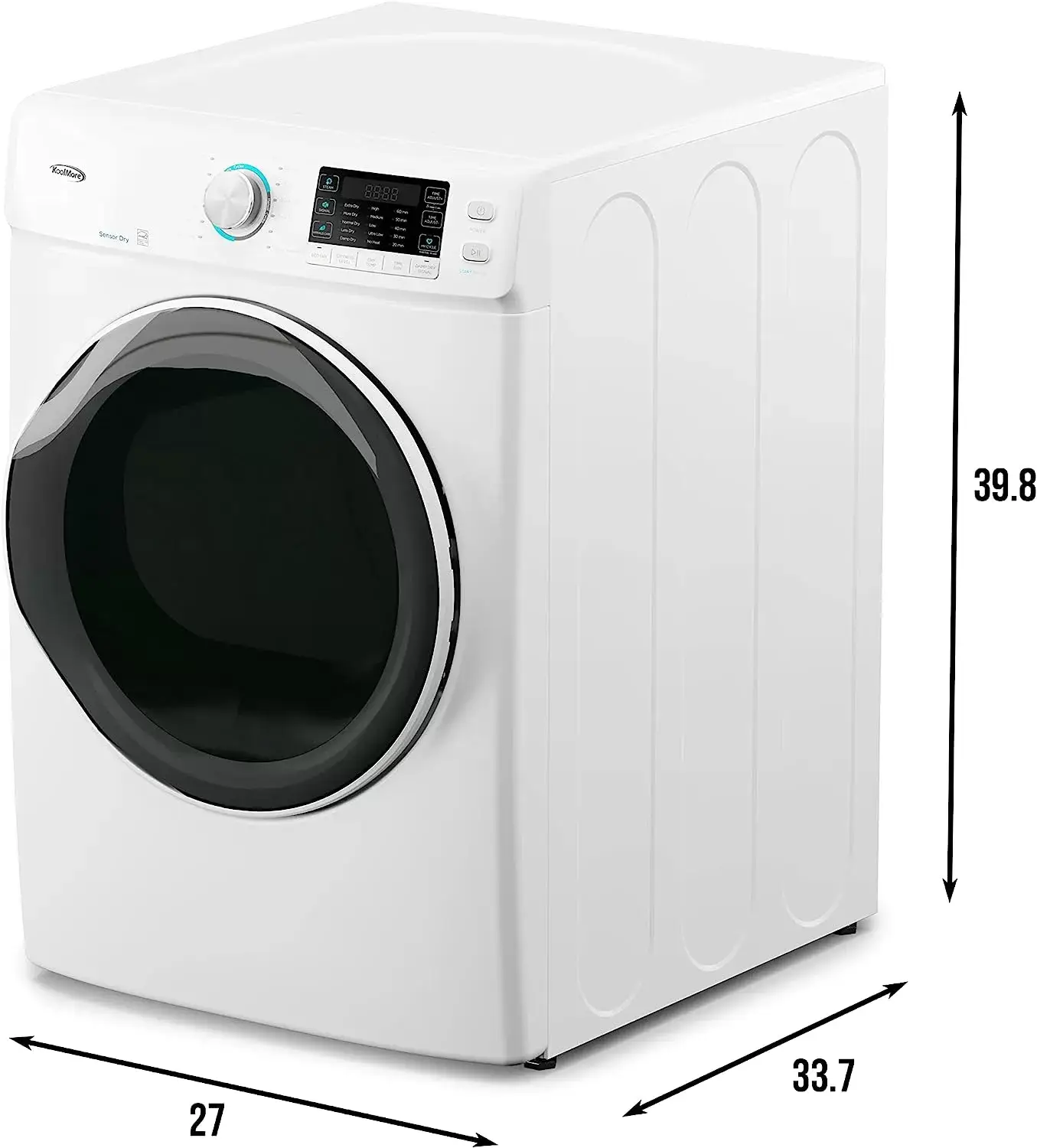 KoolMore FLW-3CWH Front Load Machine, 2.7 Cu. Ft, Space Saving Unit with 20-Minute Quick, 12 Washing Cycles, Quiet Inverter Motor [120V],