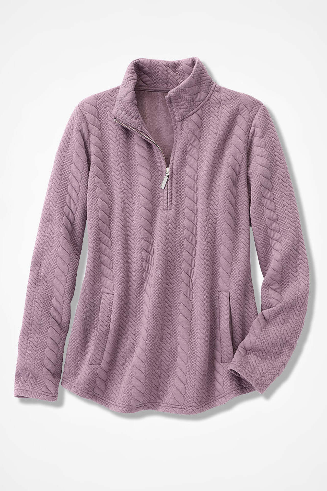 Cabled Quarter-Zip Sweatshirt