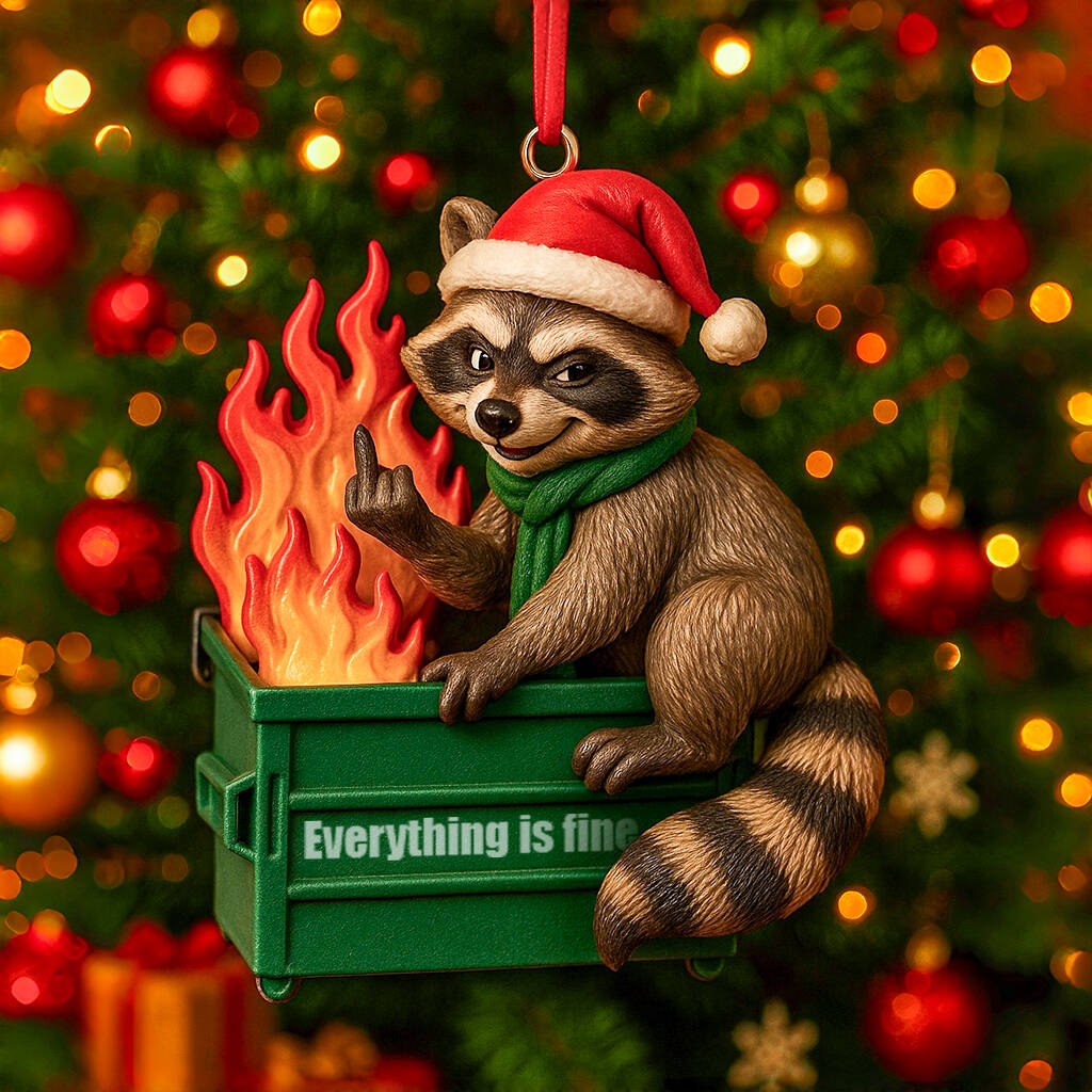 Coolest  Dumpster Fire Raccoon Ornament